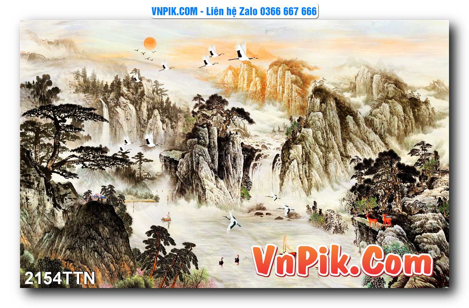 Tranh thác nước – Tranh phong thủy – Tranh treo tường mã 2154TTN