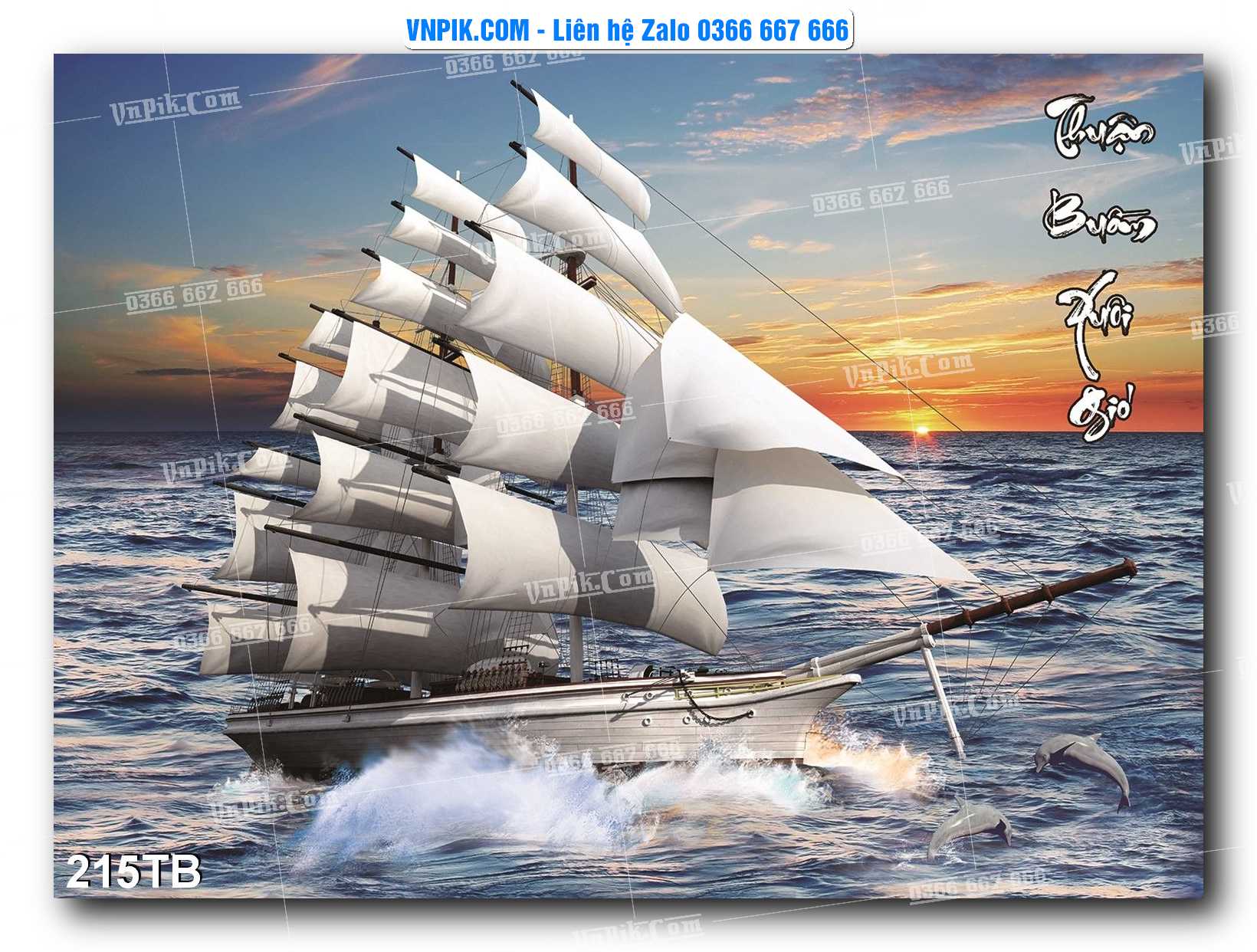 Tranh thuận buồm xuôi gió file PSD mẫu 215TB