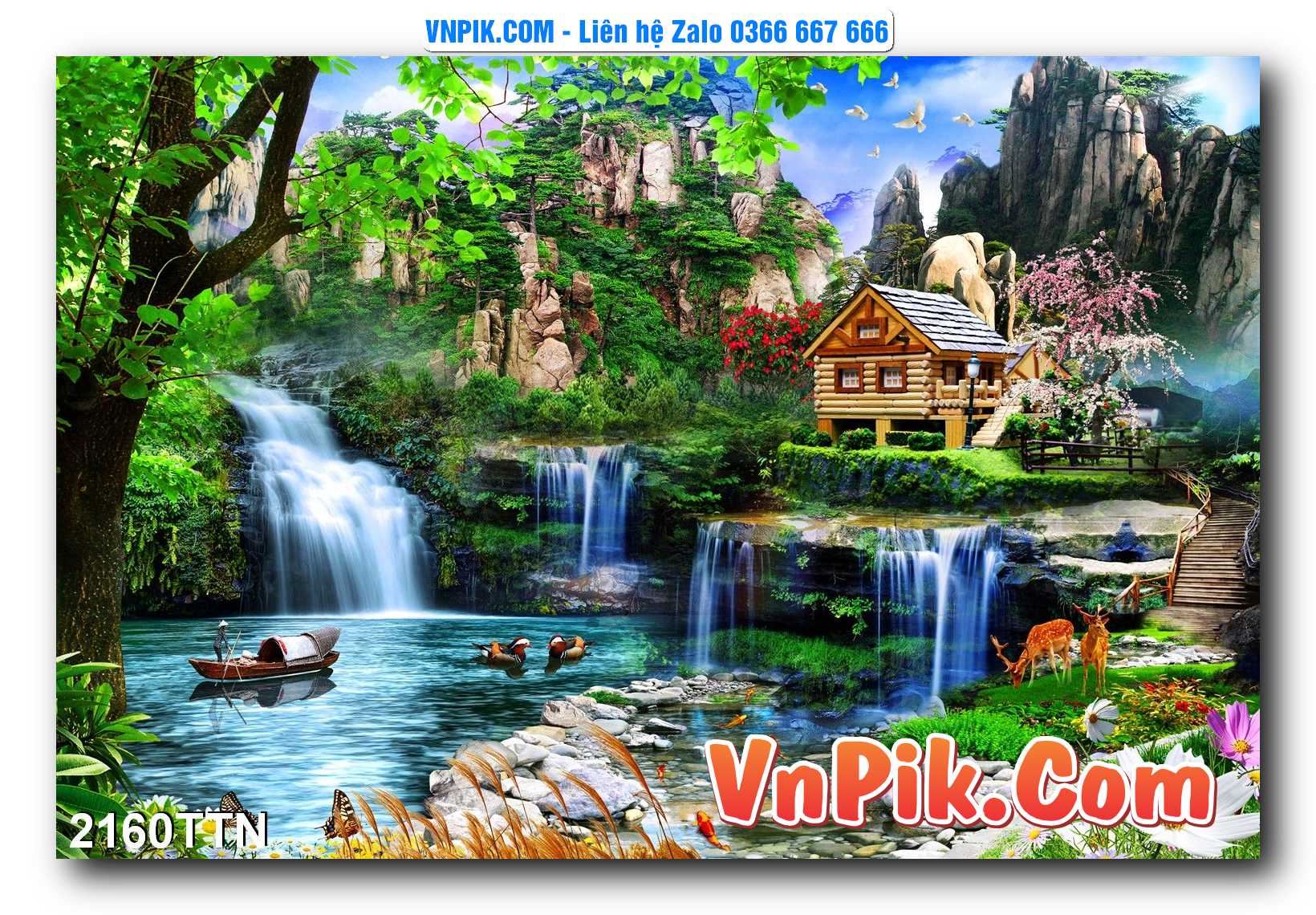 Tranh thác nước – Tranh phong thủy – Tranh treo tường mã 2160TTN