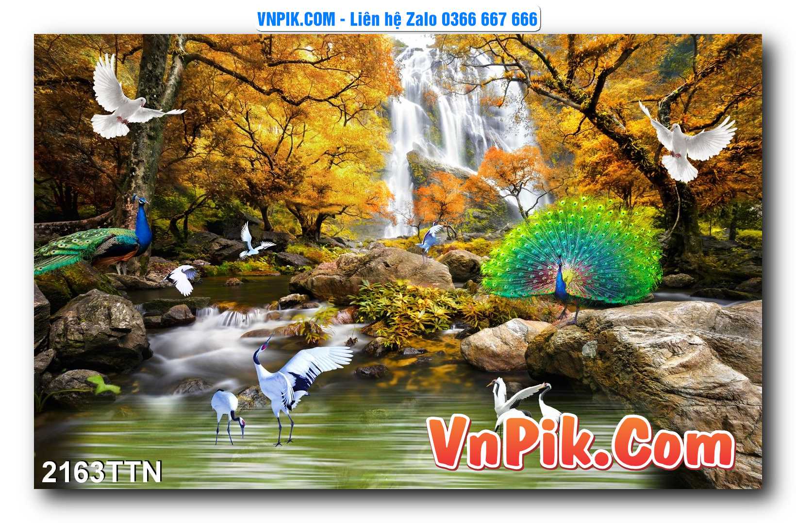 Tranh thác nước – Tranh phong thủy – Tranh treo tường mã 2163TTN