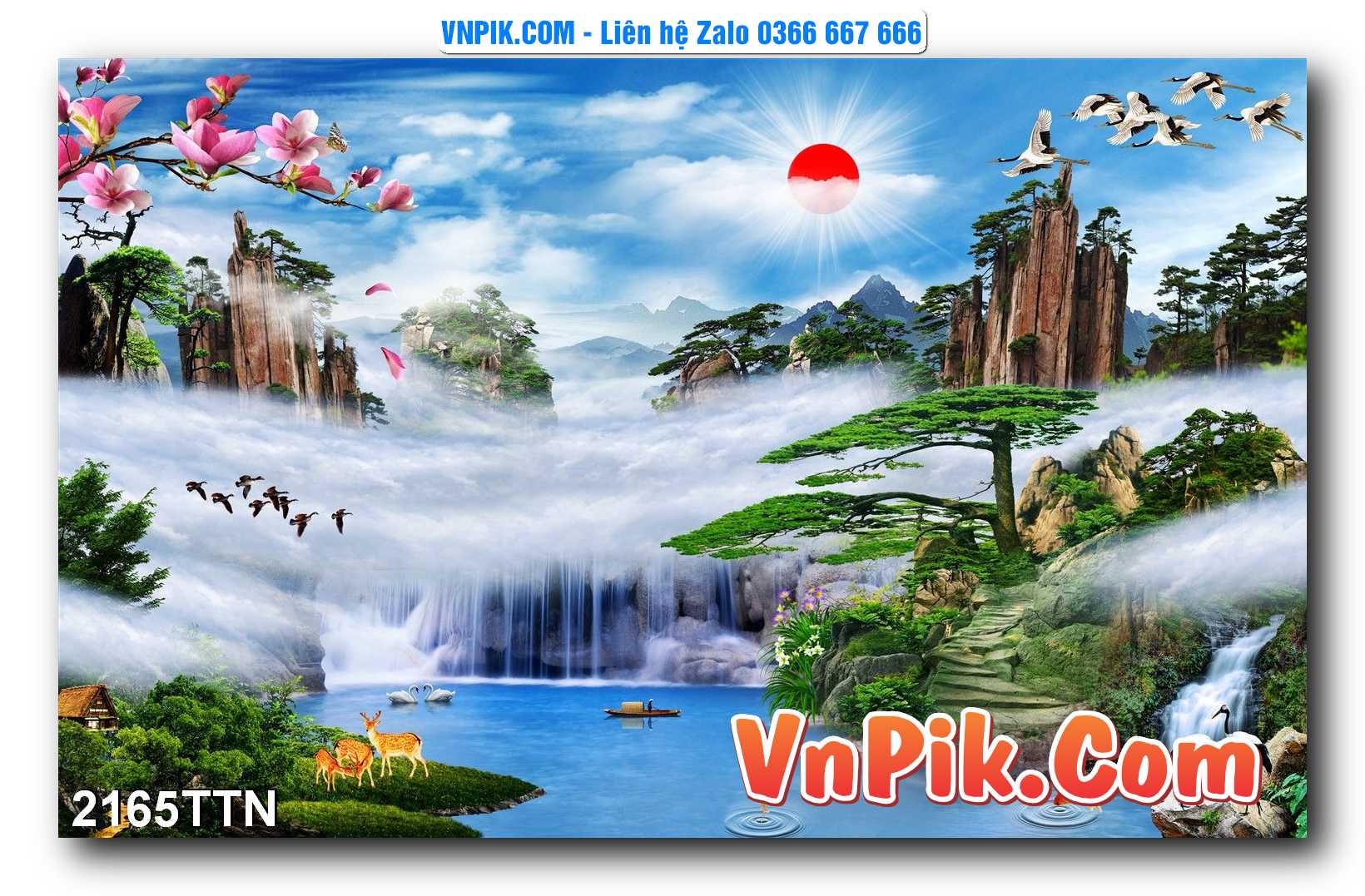 Tranh thác nước – Tranh phong thủy – Tranh treo tường mã 2165TTN