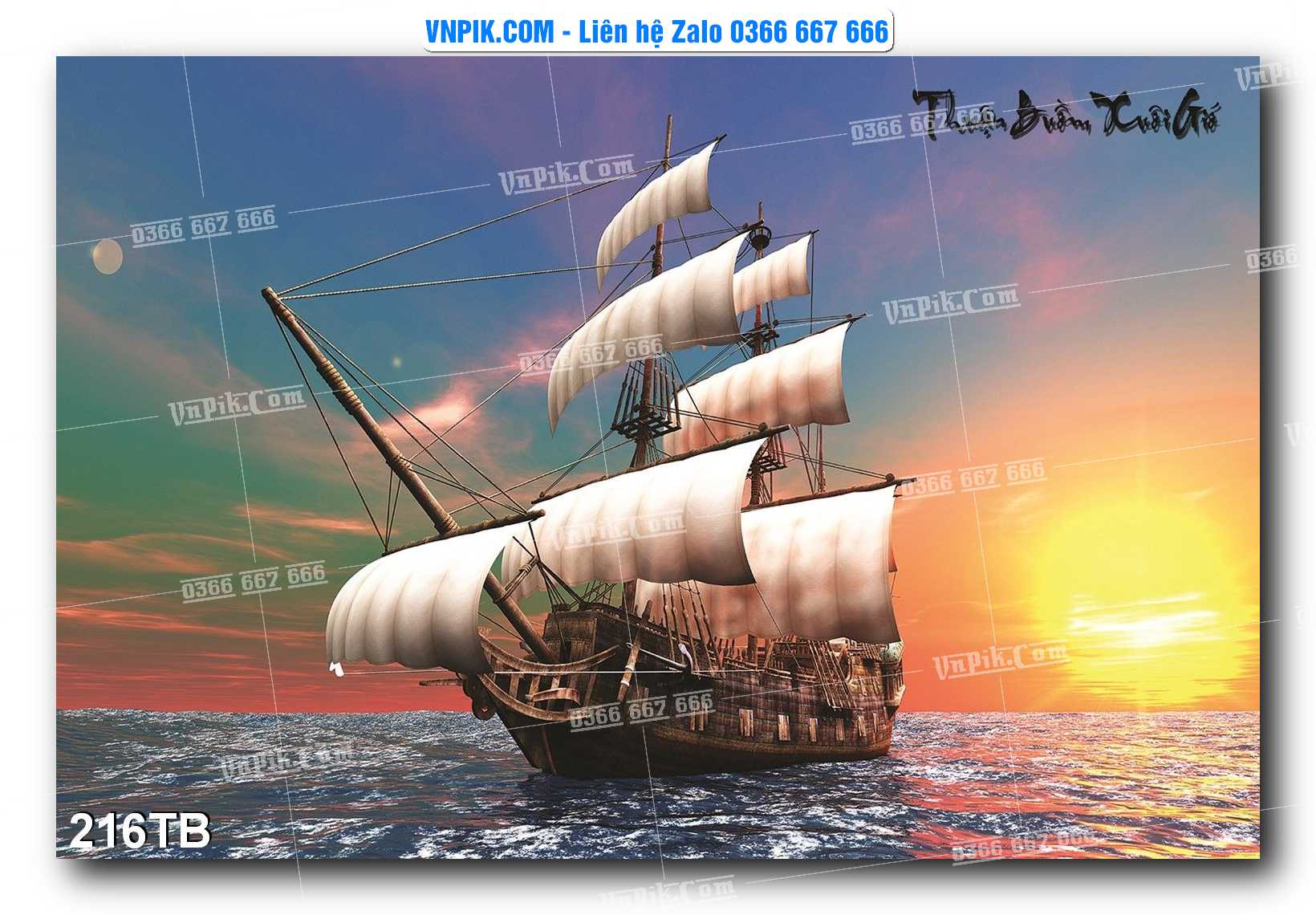 Tranh thuận buồm xuôi gió file PSD mẫu 216TB