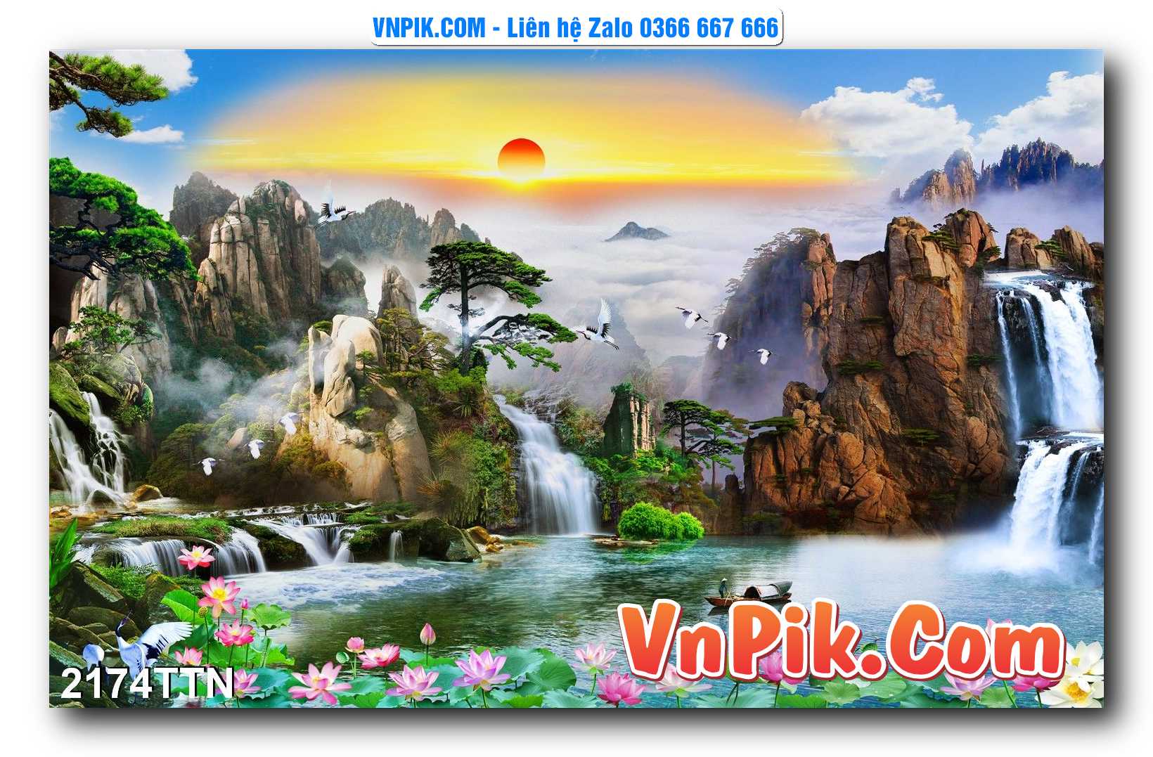 Tranh thác nước – Tranh phong thủy – Tranh treo tường mã 2174TTN