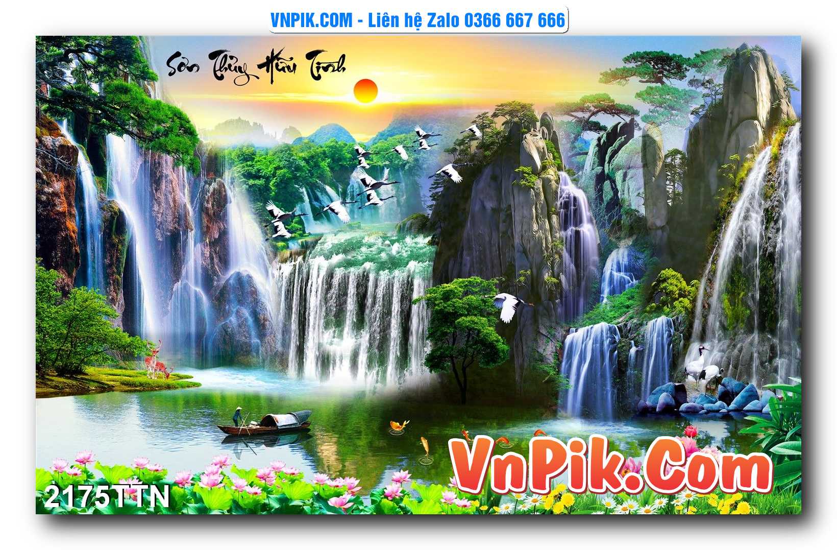 Tranh thác nước – Tranh phong thủy – Tranh treo tường mã 2175TTN