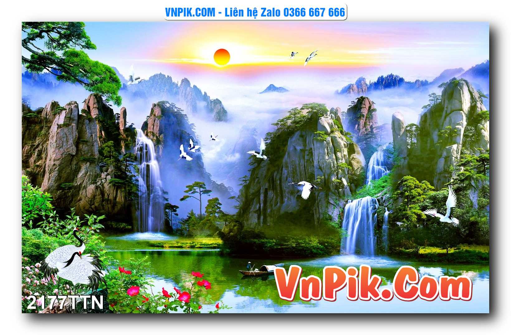 Tranh thác nước – Tranh phong thủy – Tranh treo tường mã 2177TTN