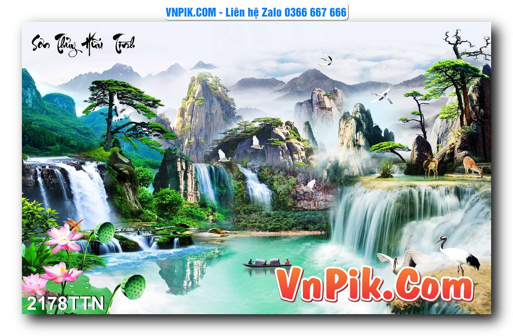 Tranh thác nước – Tranh phong thủy – Tranh treo tường mã 2178TTN