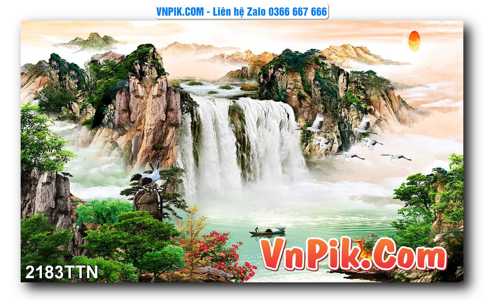 Tranh thác nước – Tranh phong thủy – Tranh treo tường mã 2183TTN