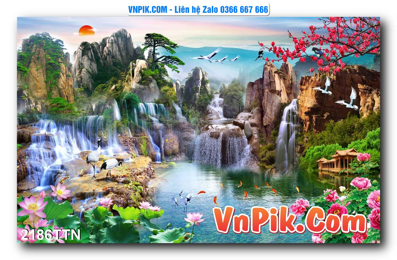 Tranh thác nước – Tranh phong thủy – Tranh treo tường mã 2186TTN