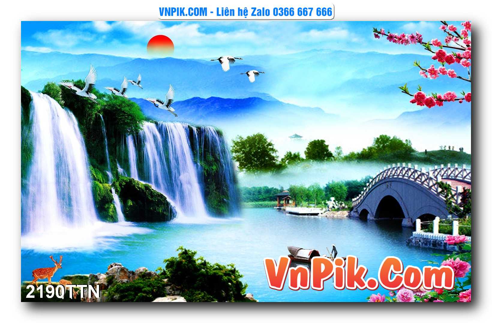 Tranh thác nước – Tranh phong thủy – Tranh treo tường mã 2190TTN
