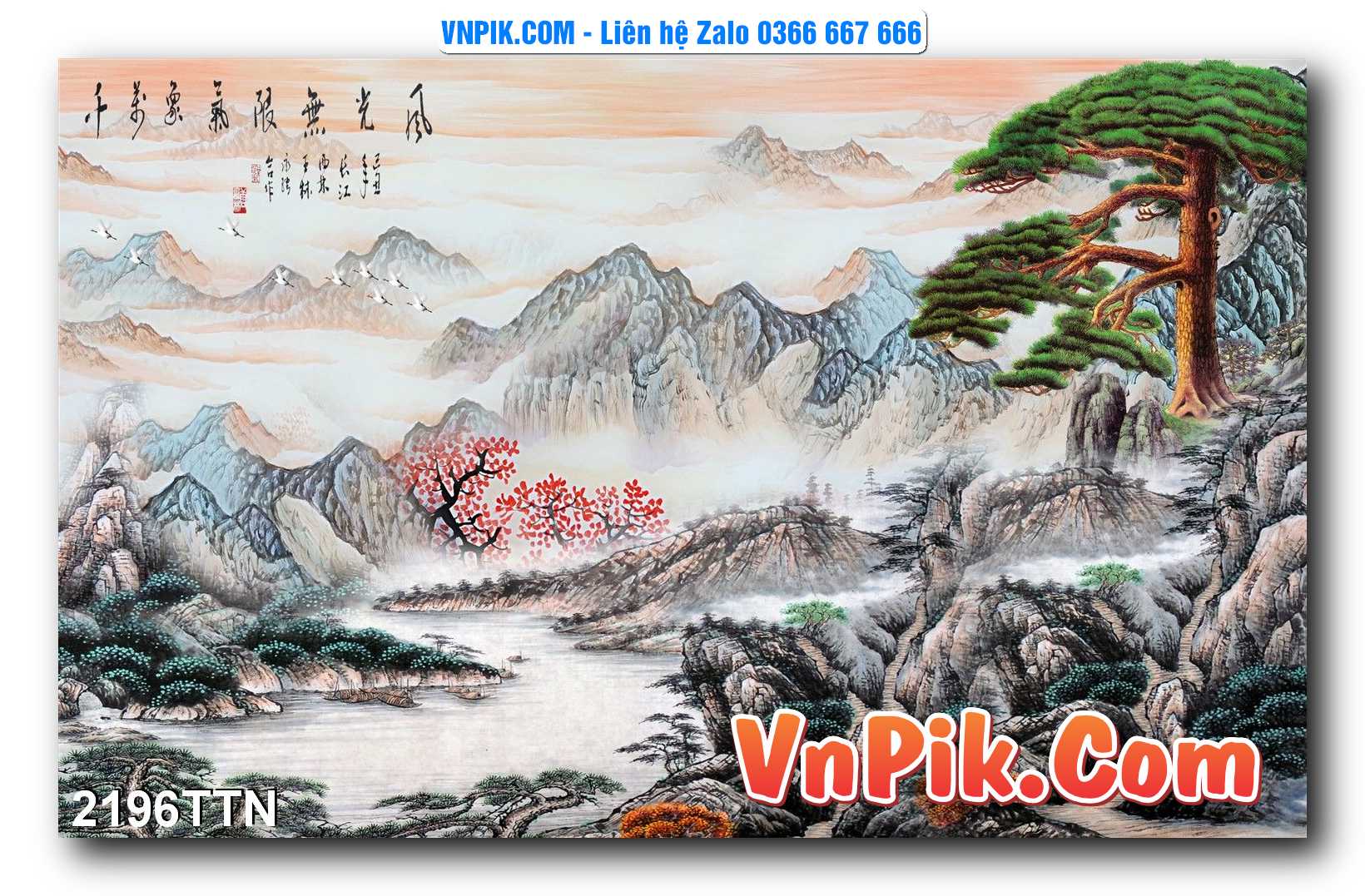 Tranh thác nước – Tranh phong thủy – Tranh treo tường mã 2196TTN