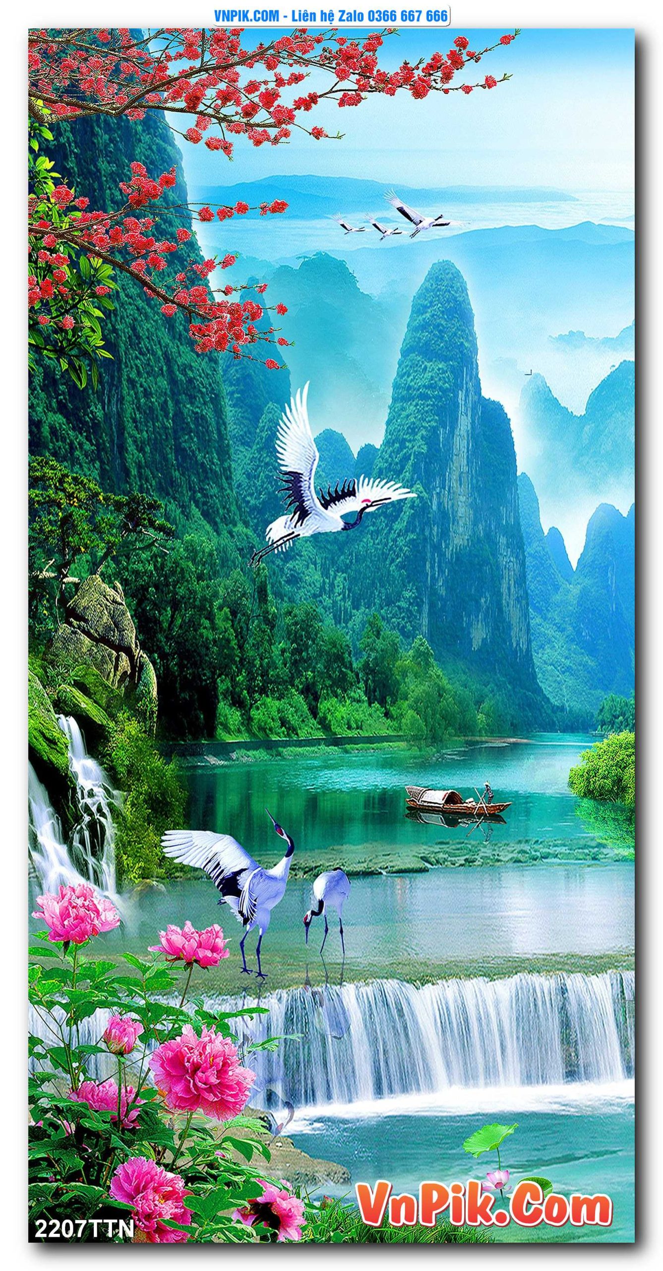 Tranh thác nước – Tranh phong thủy – Tranh treo tường mã 2207TTN