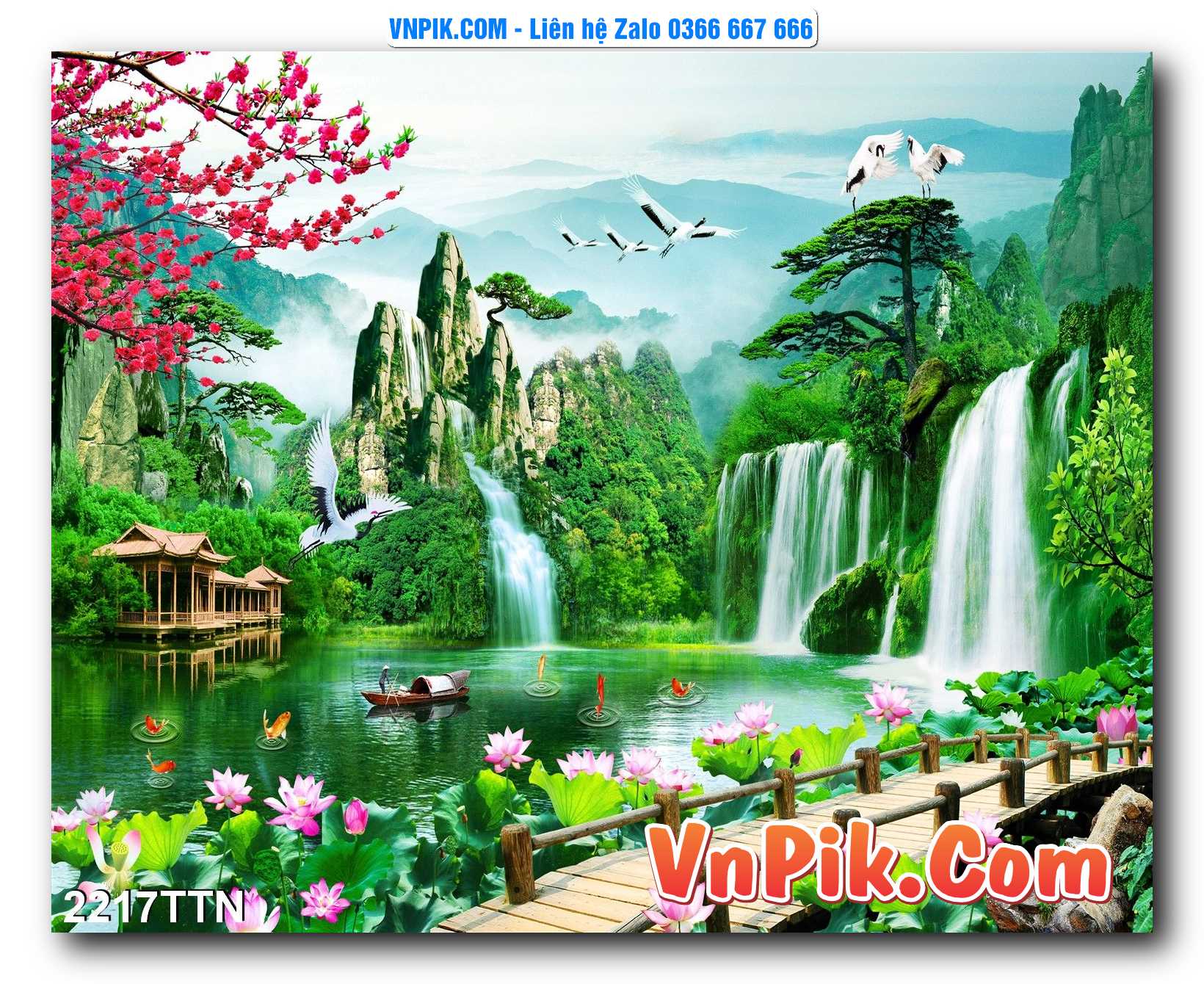 Tranh thác nước – Tranh phong thủy – Tranh treo tường mã 2217TTN