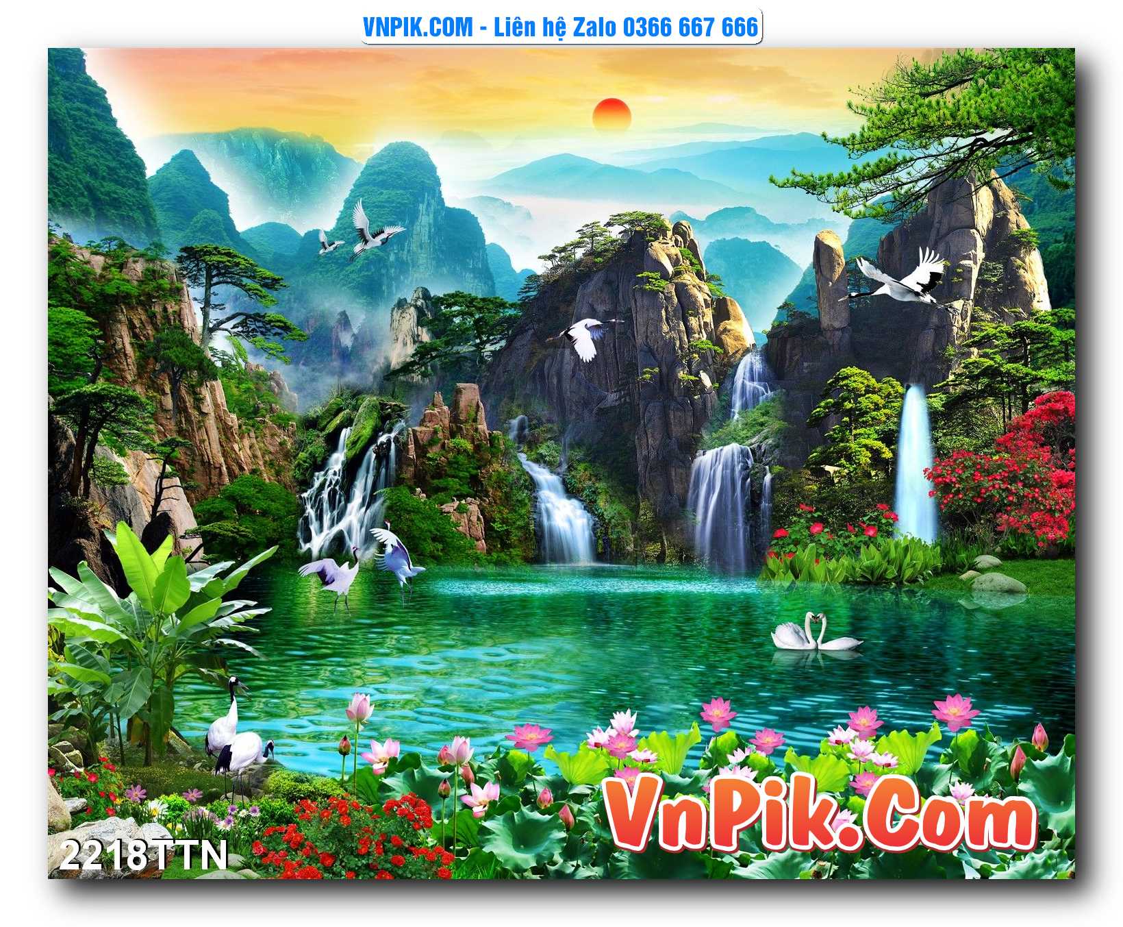 Tranh thác nước – Tranh phong thủy – Tranh treo tường mã 2218TTN