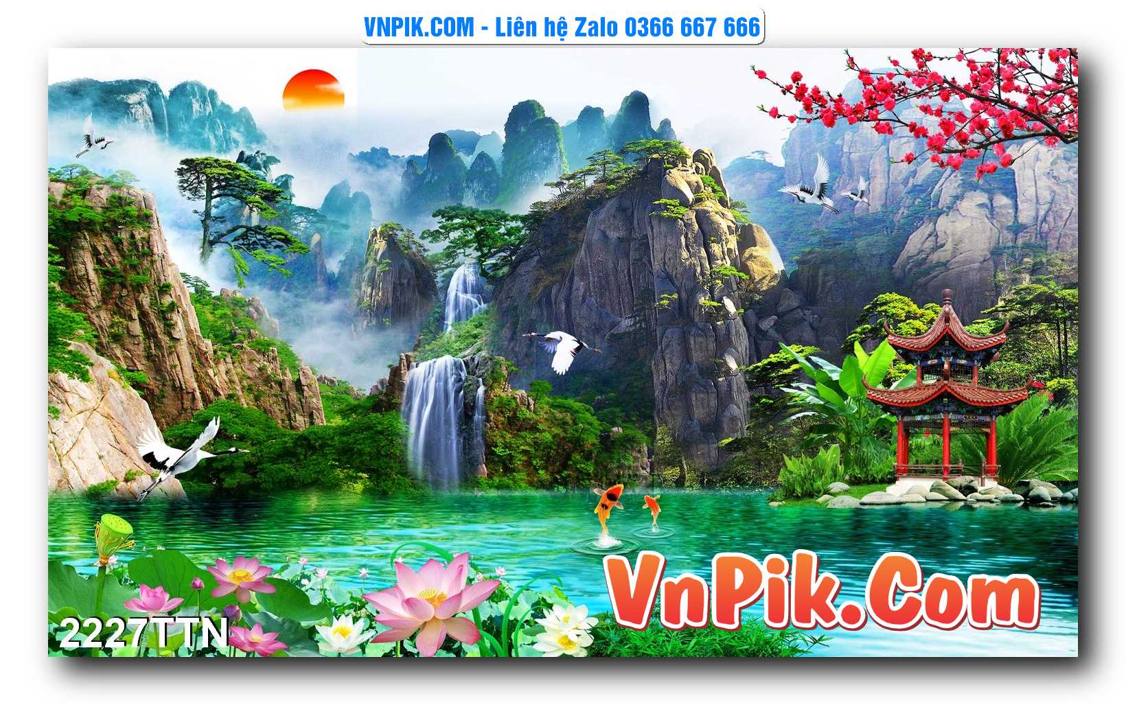 Tranh thác nước – Tranh phong thủy – Tranh treo tường mã 2227TTN