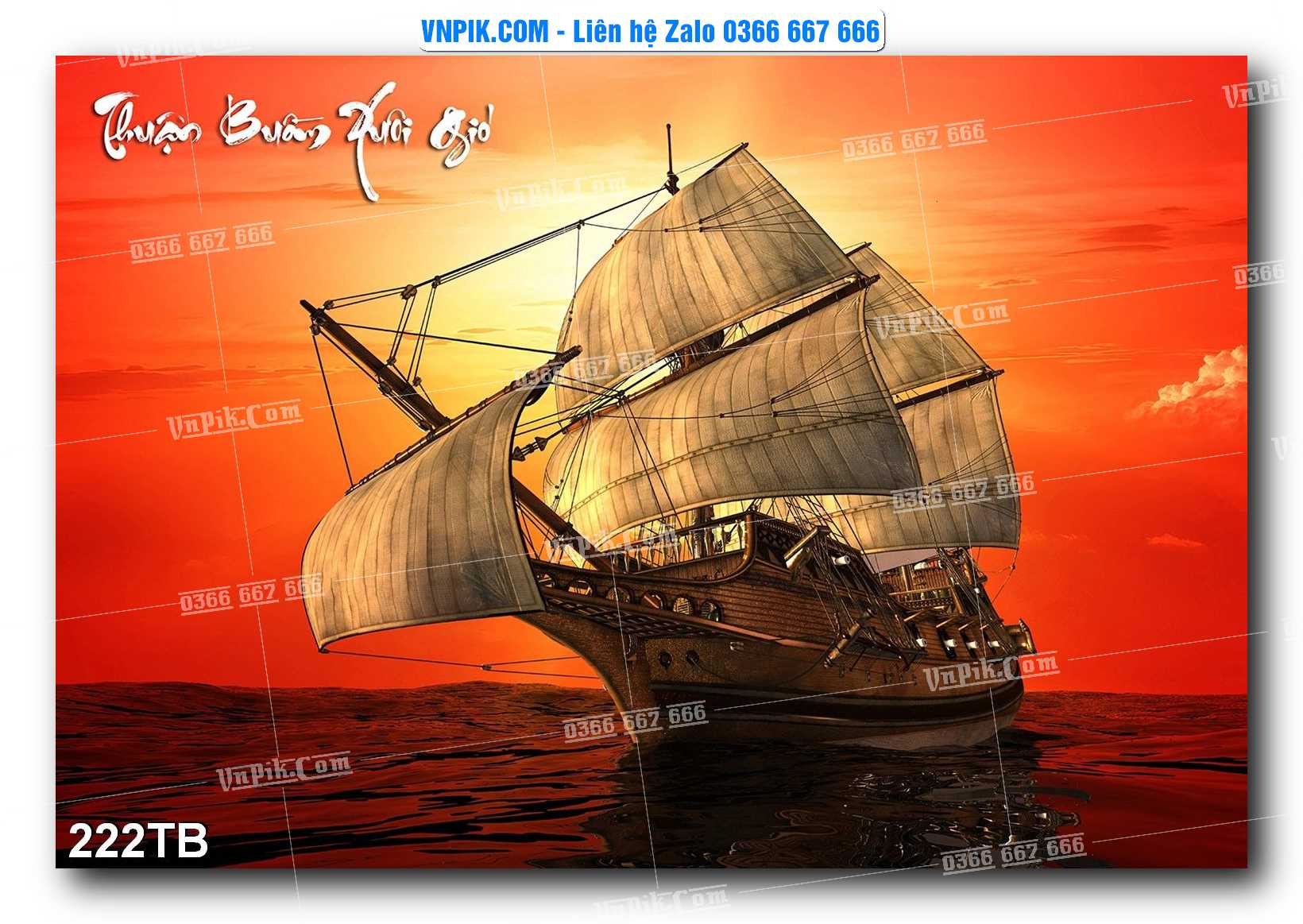 Tranh thuận buồm xuôi gió file PSD mẫu 222TB
