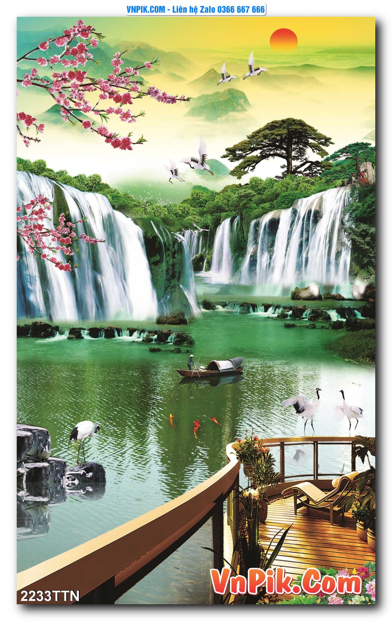 Tranh thác nước – Tranh phong thủy – Tranh treo tường mã 2233TTN