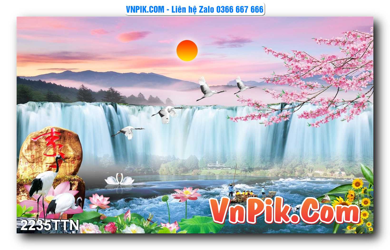 Tranh thác nước – Tranh phong thủy – Tranh treo tường mã 2235TTN