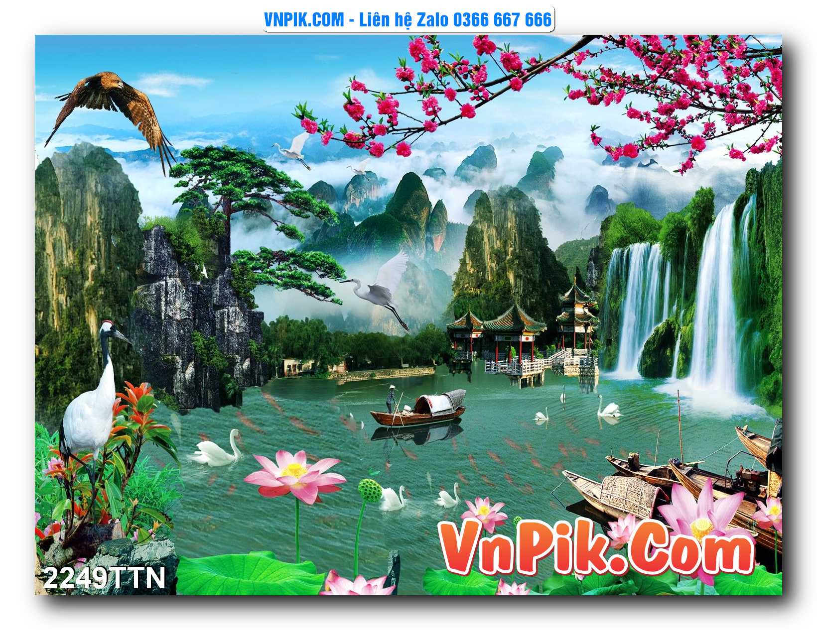 Tranh thác nước – Tranh phong thủy – Tranh treo tường mã 2249TTN