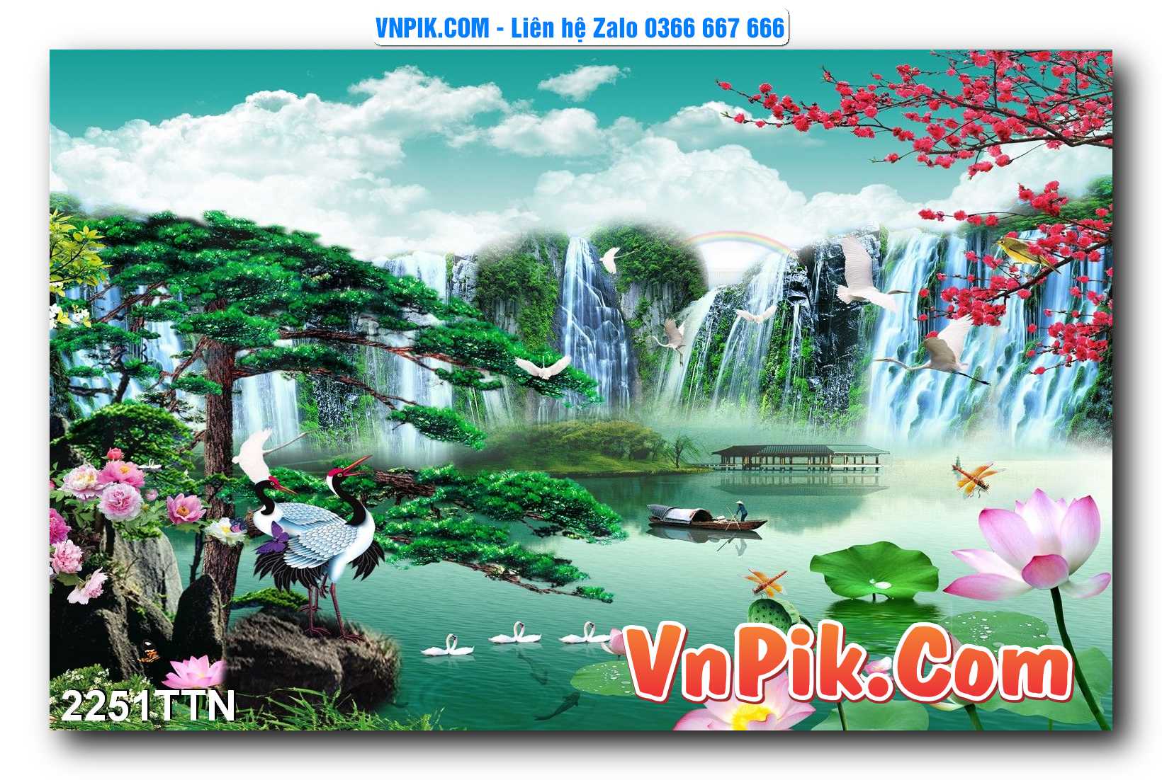 Tranh thác nước – Tranh phong thủy – Tranh treo tường mã 2251TTN