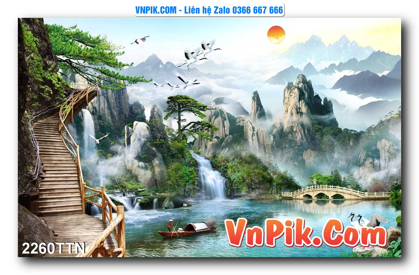 Tranh thác nước – Tranh phong thủy – Tranh treo tường mã 2260TTN