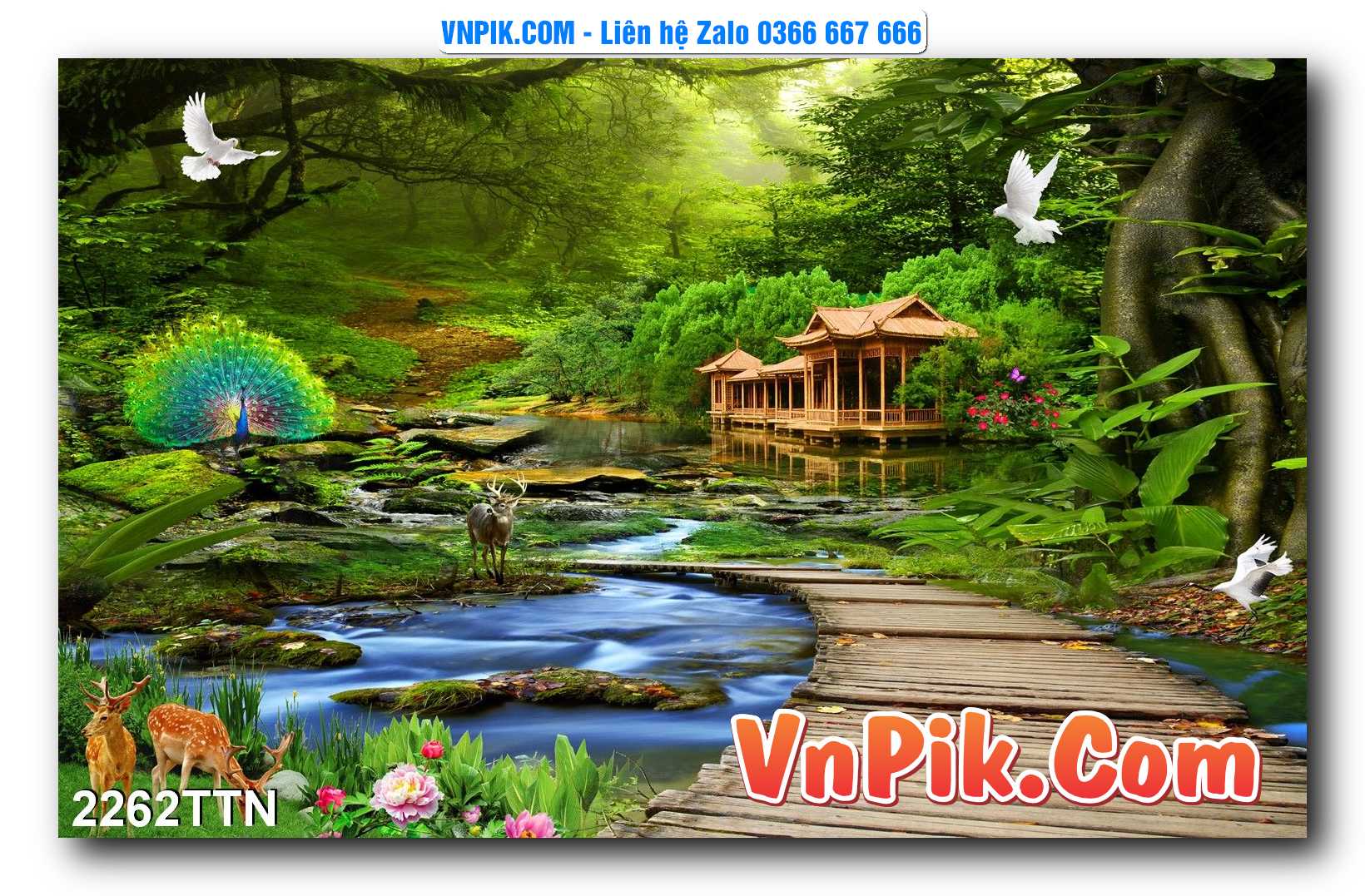 Tranh thác nước – Tranh phong thủy – Tranh treo tường mã 2262TTN