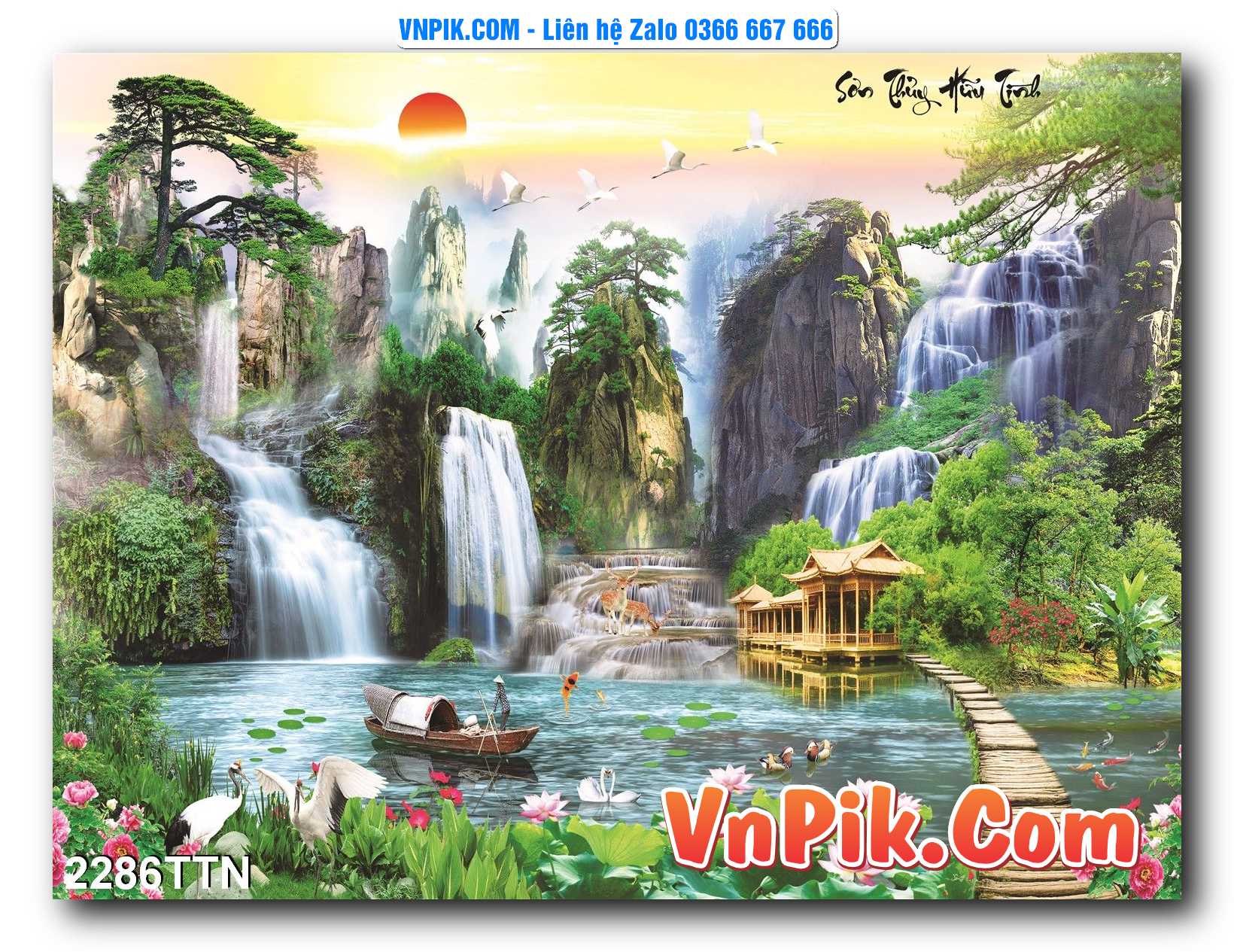 Tranh thác nước – Tranh phong thủy – Tranh treo tường mã 2286TTN