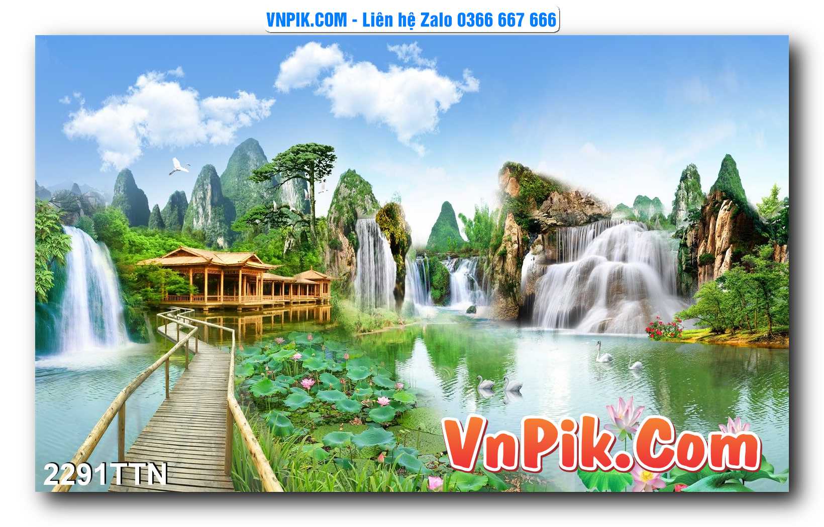 Tranh thác nước – Tranh phong thủy – Tranh treo tường mã 2291TTN