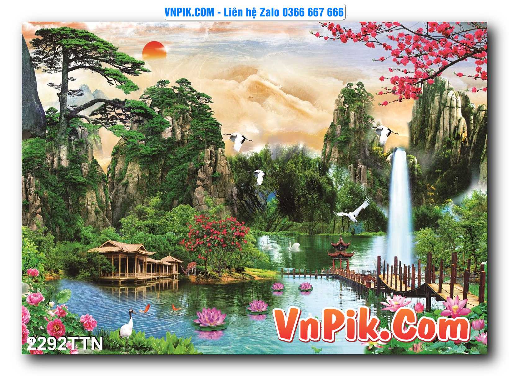 Tranh thác nước – Tranh phong thủy – Tranh treo tường mã 2292TTN