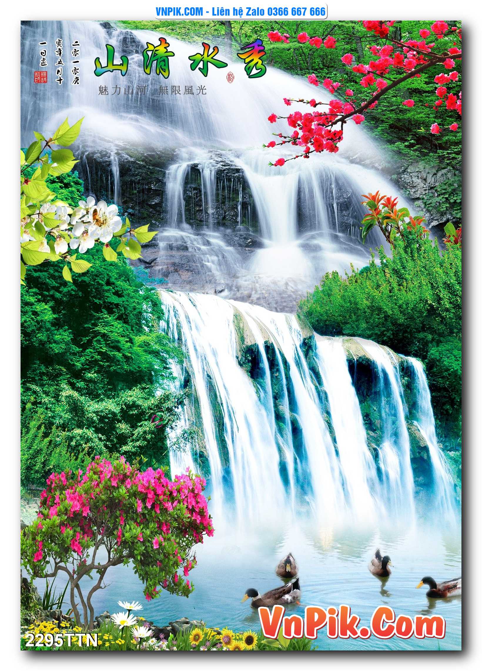 Tranh thác nước – Tranh phong thủy – Tranh treo tường mã 2295TTN