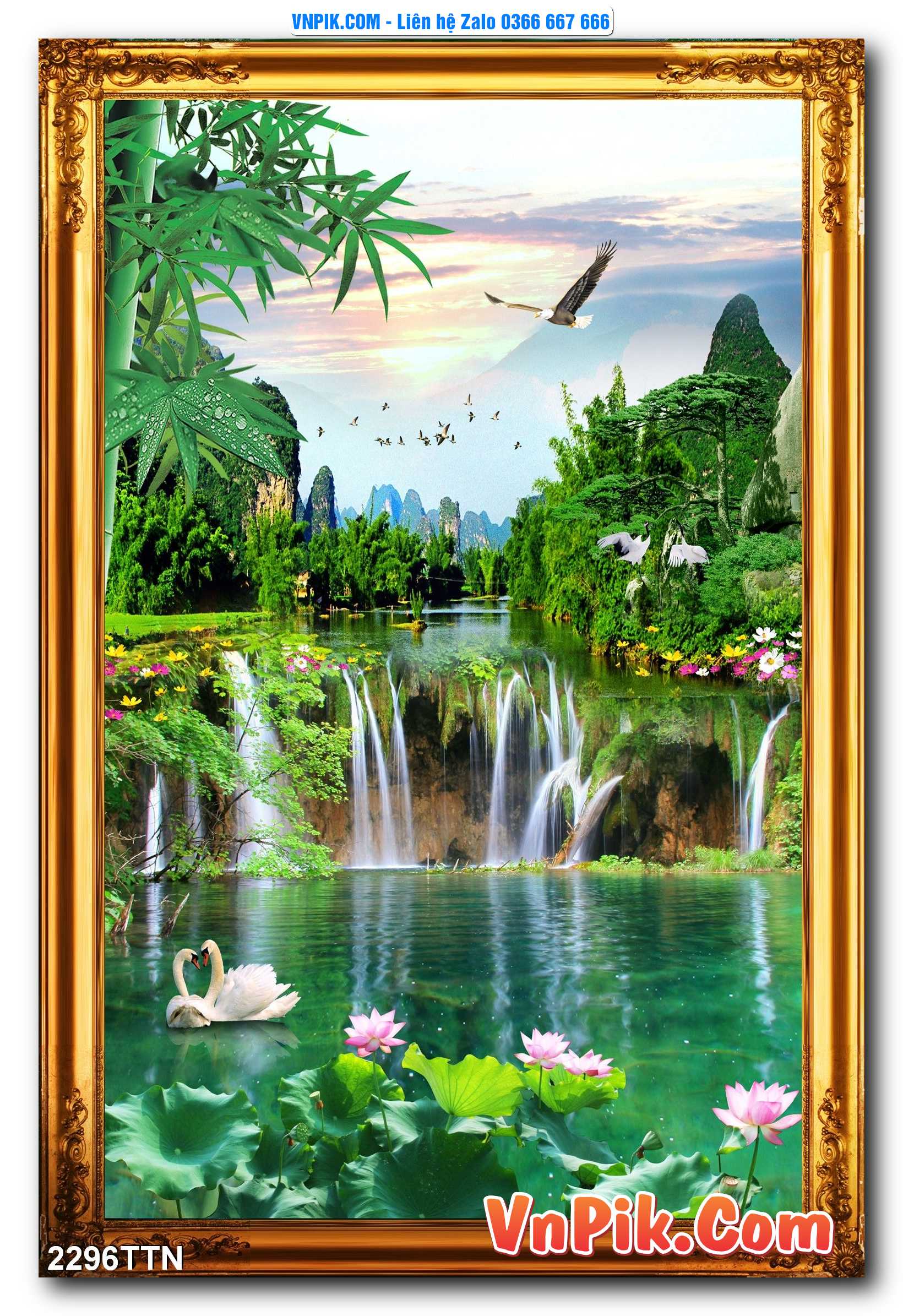 Tranh thác nước – Tranh phong thủy – Tranh treo tường mã 2296TTN