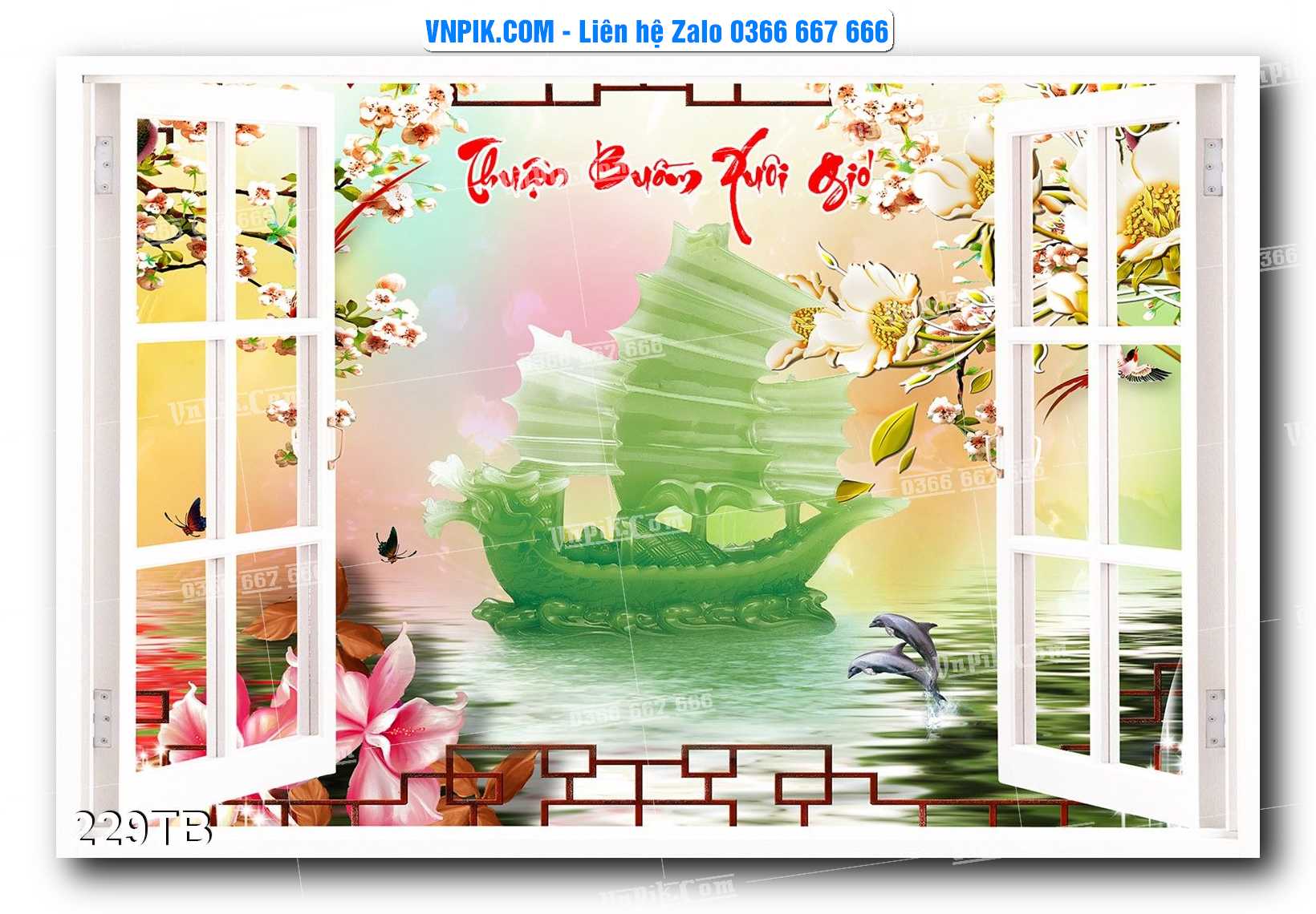 Tranh thuận buồm xuôi gió file PSD mẫu 229TB