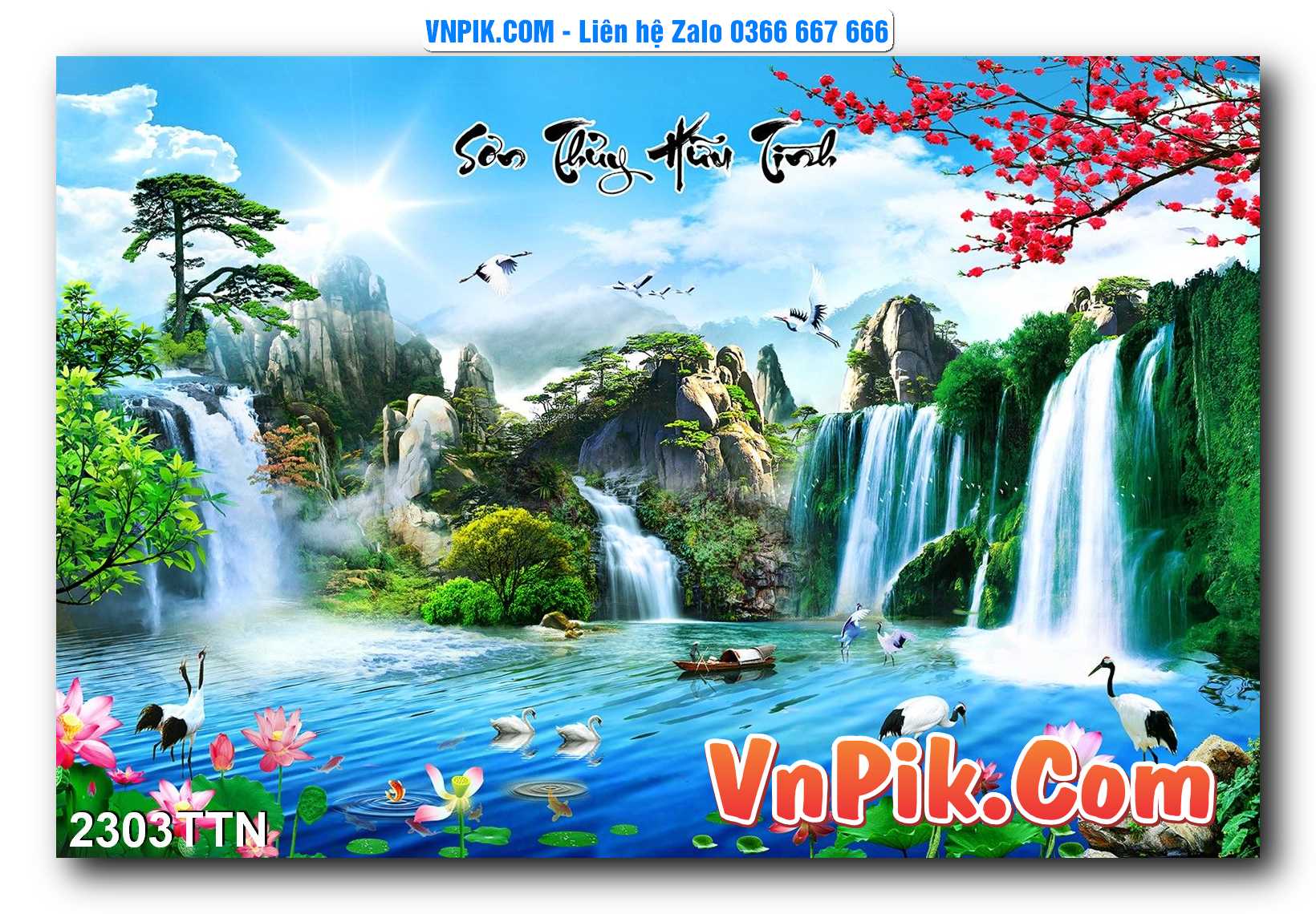 Tranh thác nước – Tranh phong thủy – Tranh treo tường mã 2303TTN