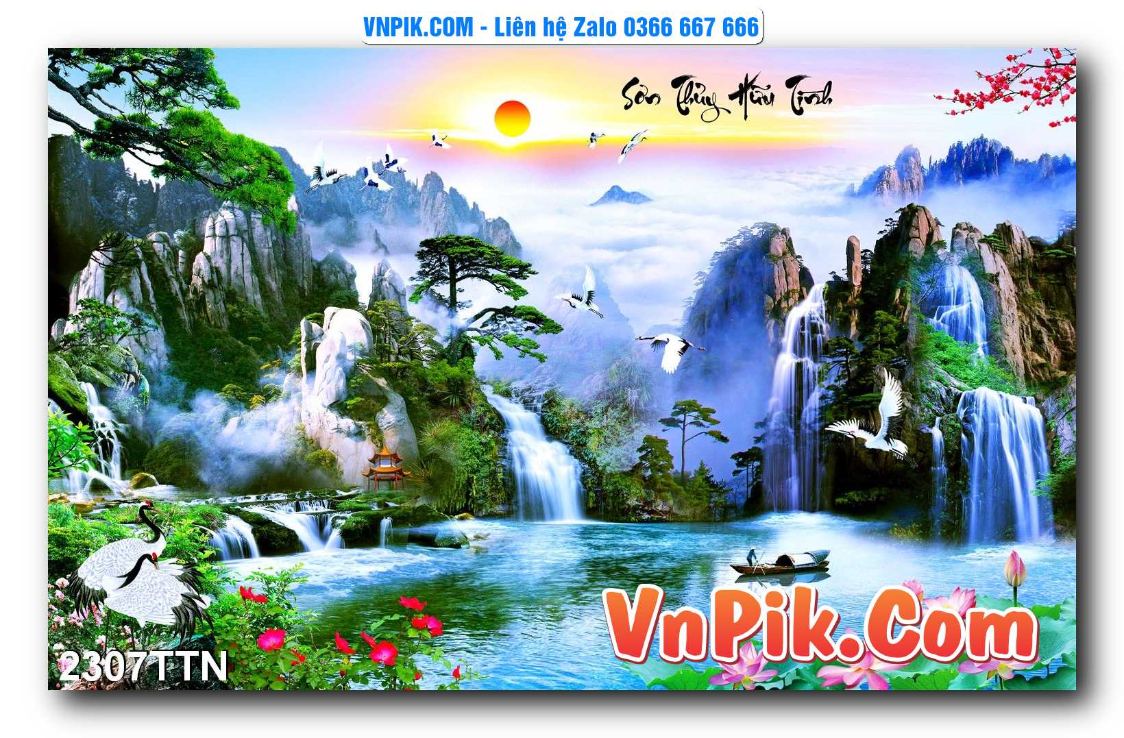 Tranh thác nước – Tranh phong thủy – Tranh treo tường mã 2307TTN