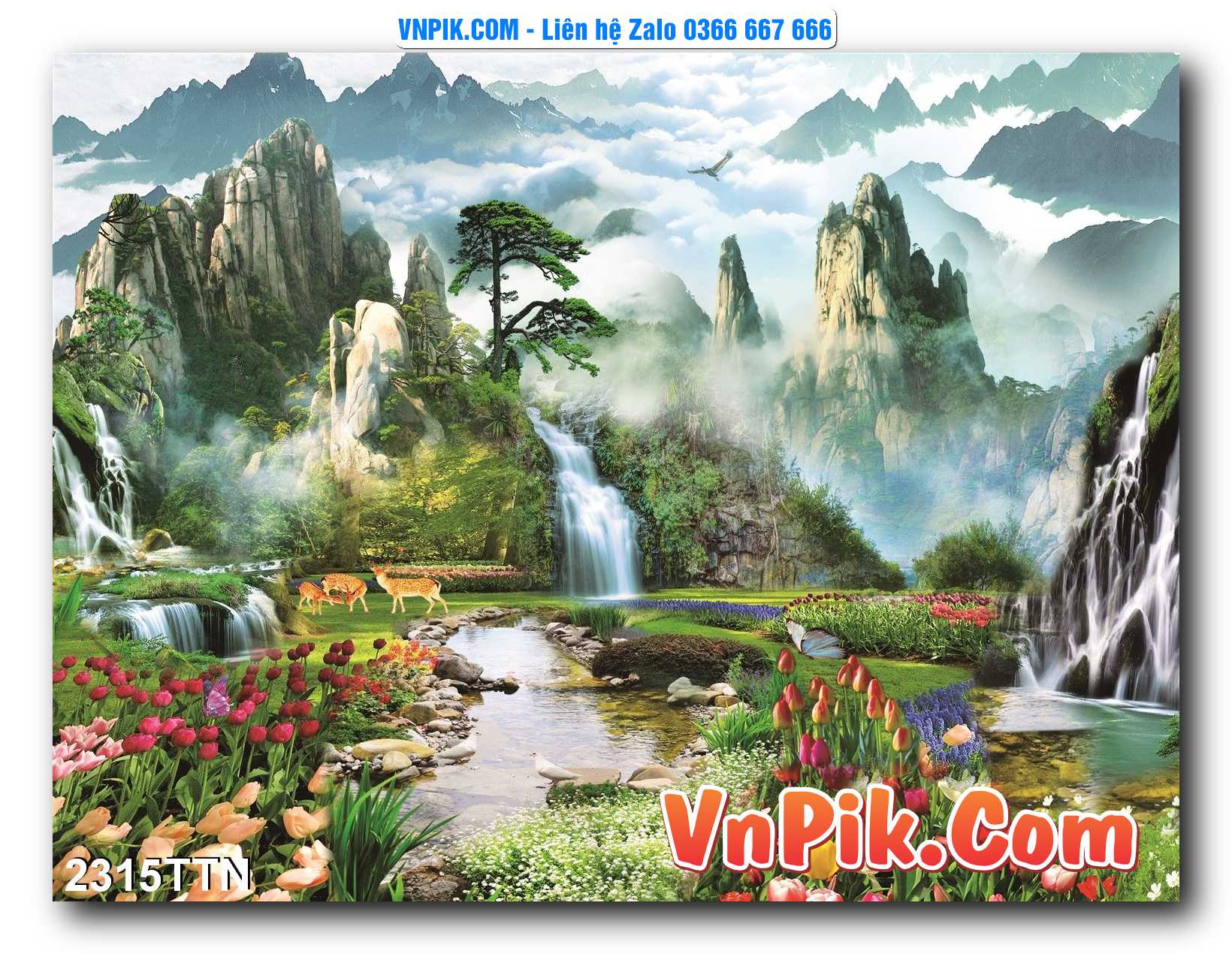 Tranh thác nước – Tranh phong thủy – Tranh treo tường mã 2315TTN