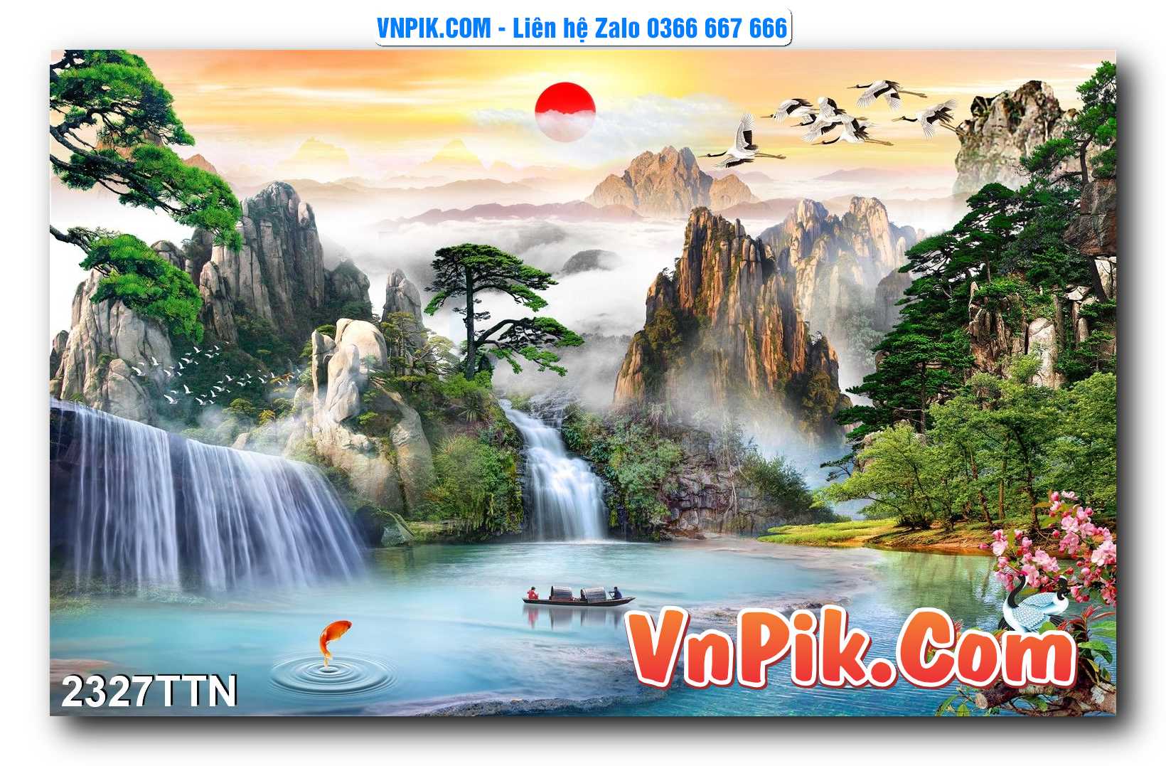 Tranh thác nước – Tranh phong thủy – Tranh treo tường mã 2327TTN