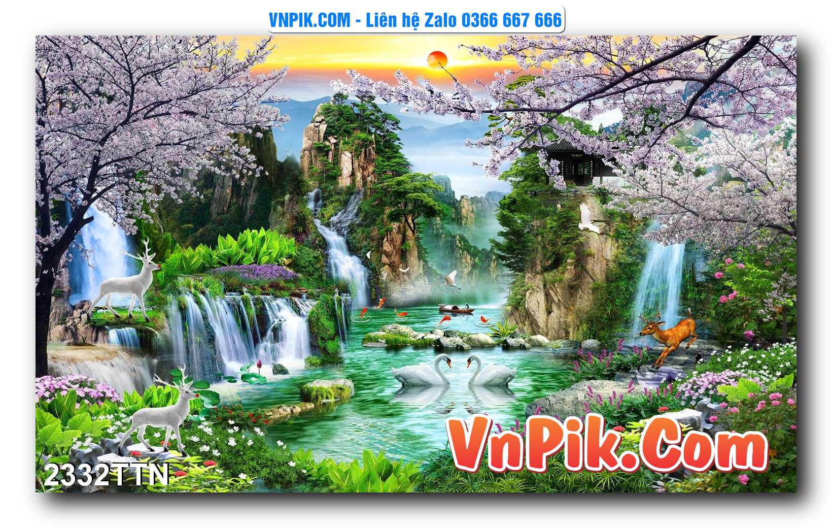 Tranh thác nước – Tranh phong thủy – Tranh treo tường mã 2332TTN