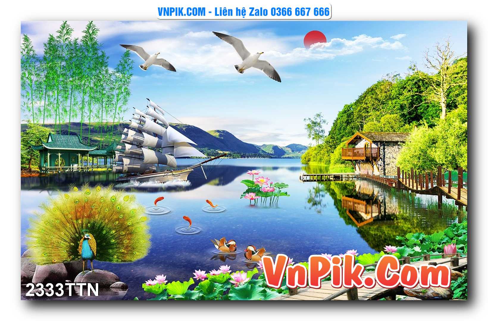 Tranh thác nước – Tranh phong thủy – Tranh treo tường mã 2333TTN