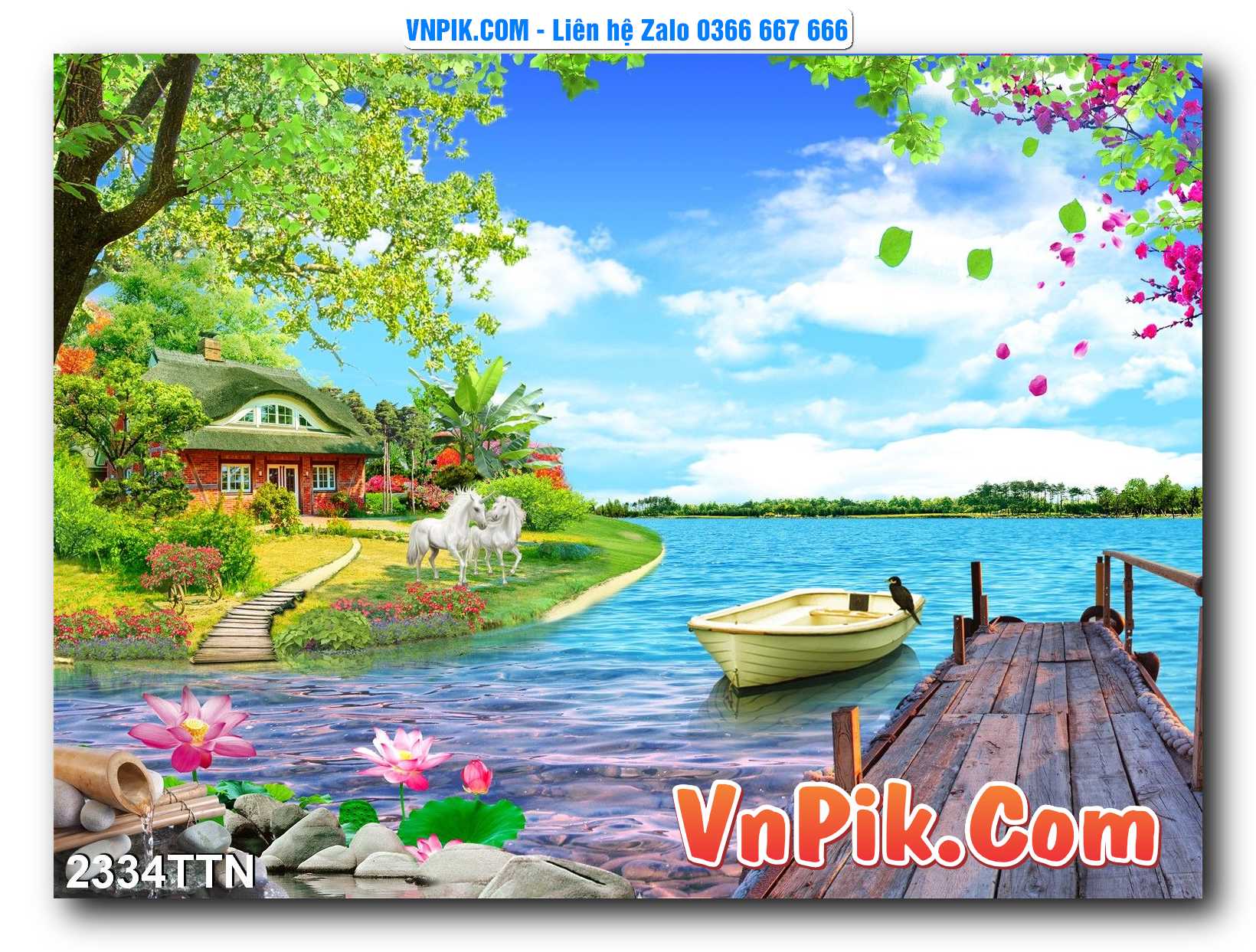 Tranh thác nước – Tranh phong thủy – Tranh treo tường mã 2334TTN