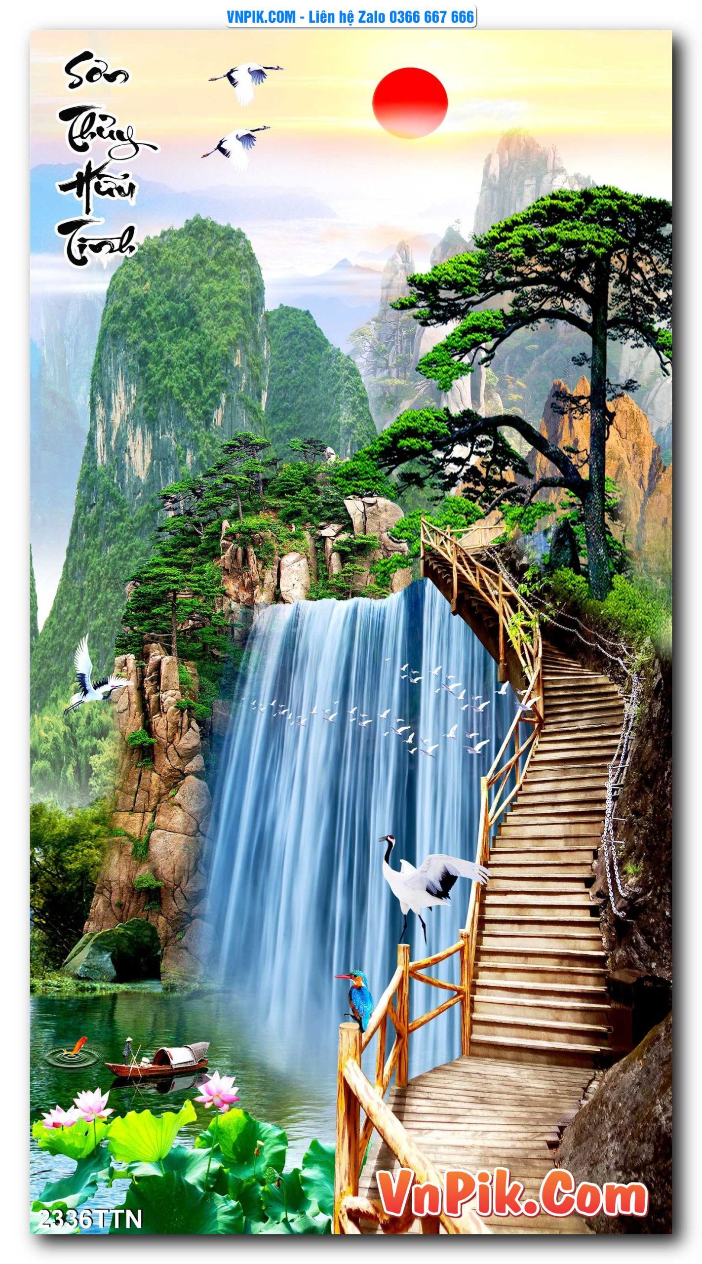 Tranh thác nước – Tranh phong thủy – Tranh treo tường mã 2336TTN