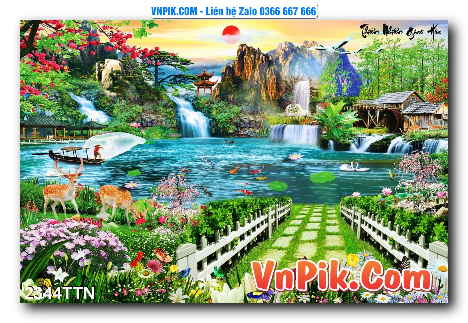 Tranh thác nước – Tranh phong thủy – Tranh treo tường mã 2344TTN