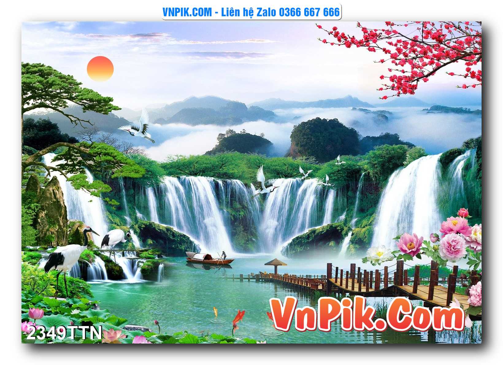 Tranh thác nước – Tranh phong thủy – Tranh treo tường mã 2349TTN