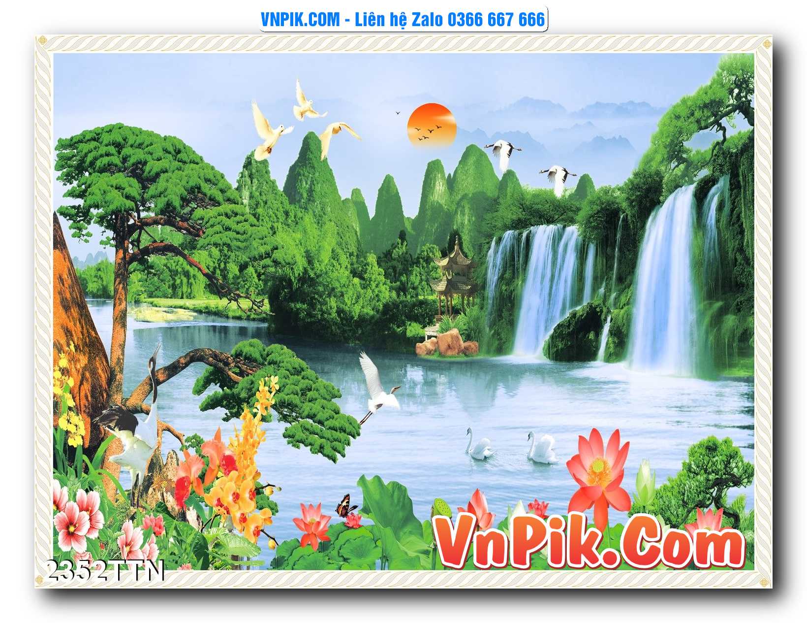 Tranh thác nước – Tranh phong thủy – Tranh treo tường mã 2352TTN