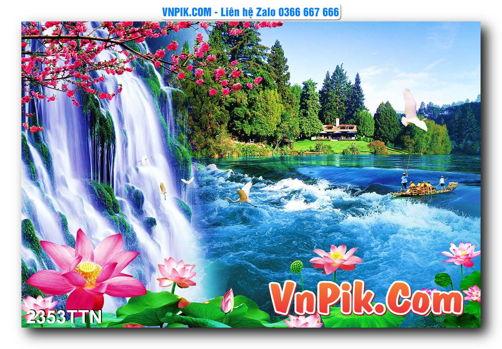 Tranh thác nước – Tranh phong thủy – Tranh treo tường mã 2353TTN