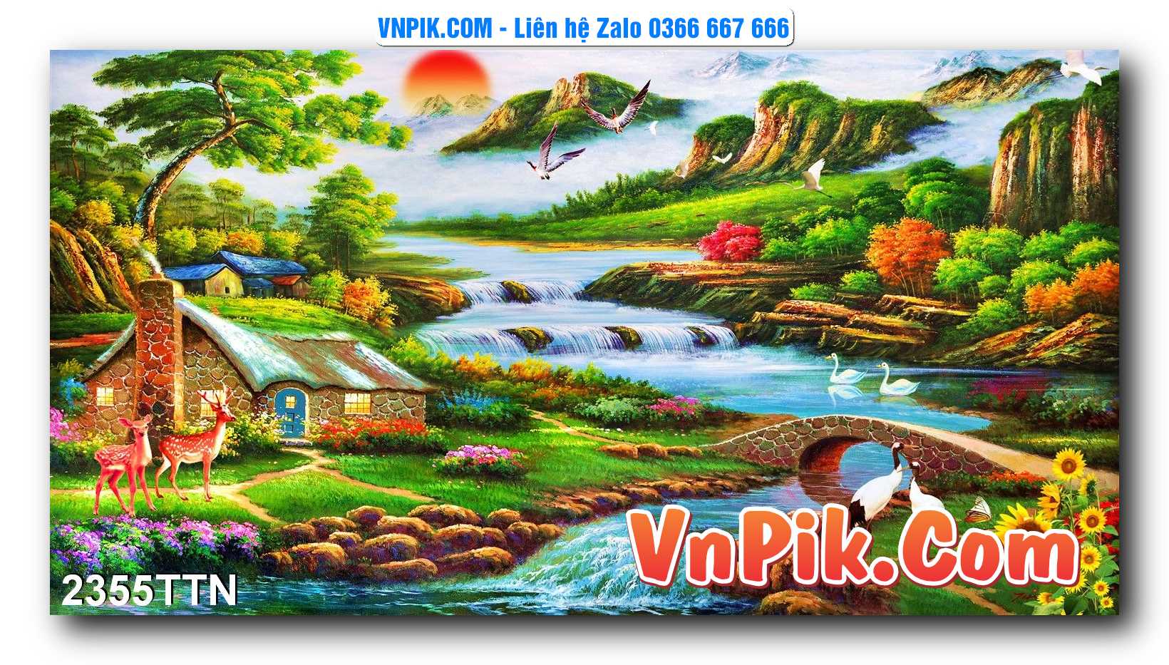 Tranh thác nước – Tranh phong thủy – Tranh treo tường mã 2355TTN