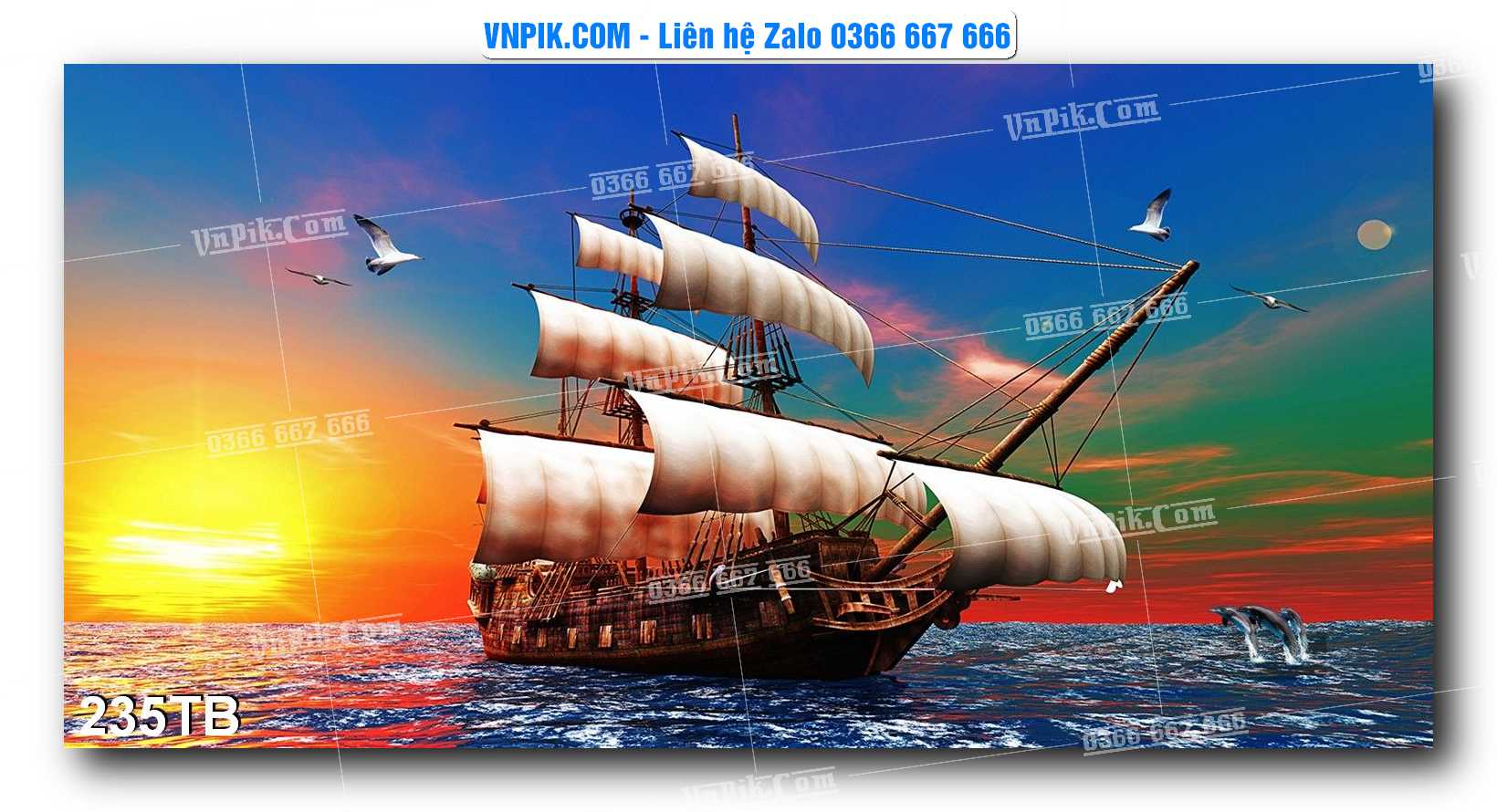 Tranh thuận buồm xuôi gió file PSD mẫu 235TB