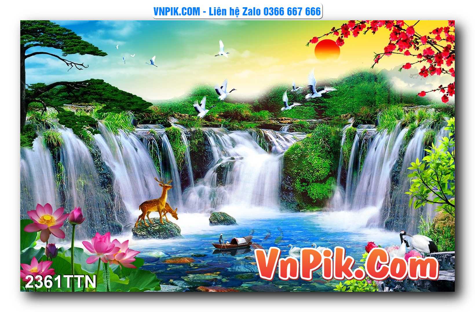 Tranh thác nước – Tranh phong thủy – Tranh treo tường mã 2361TTN