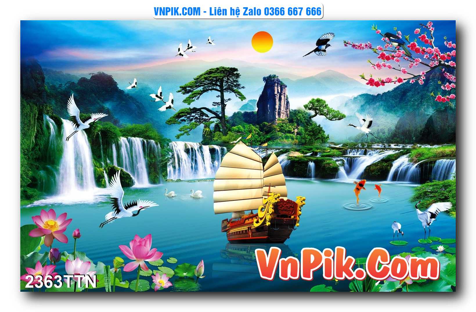 Tranh thác nước – Tranh phong thủy – Tranh treo tường mã 2363TTN