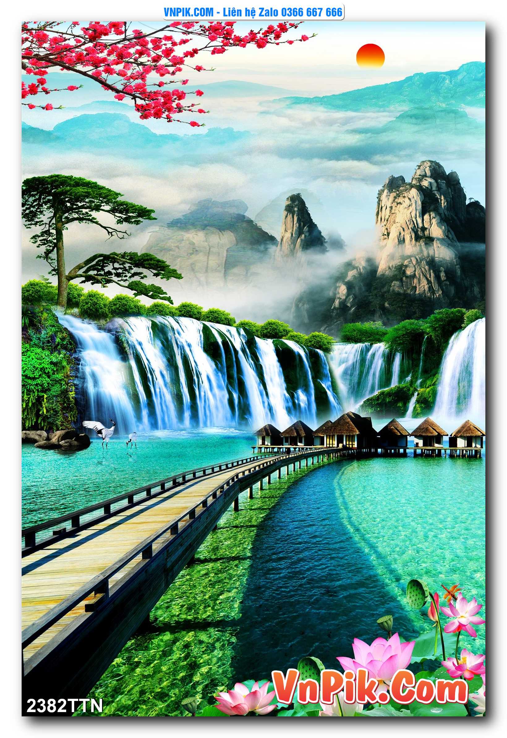 Tranh thác nước – Tranh phong thủy – Tranh treo tường mã 2382TTN