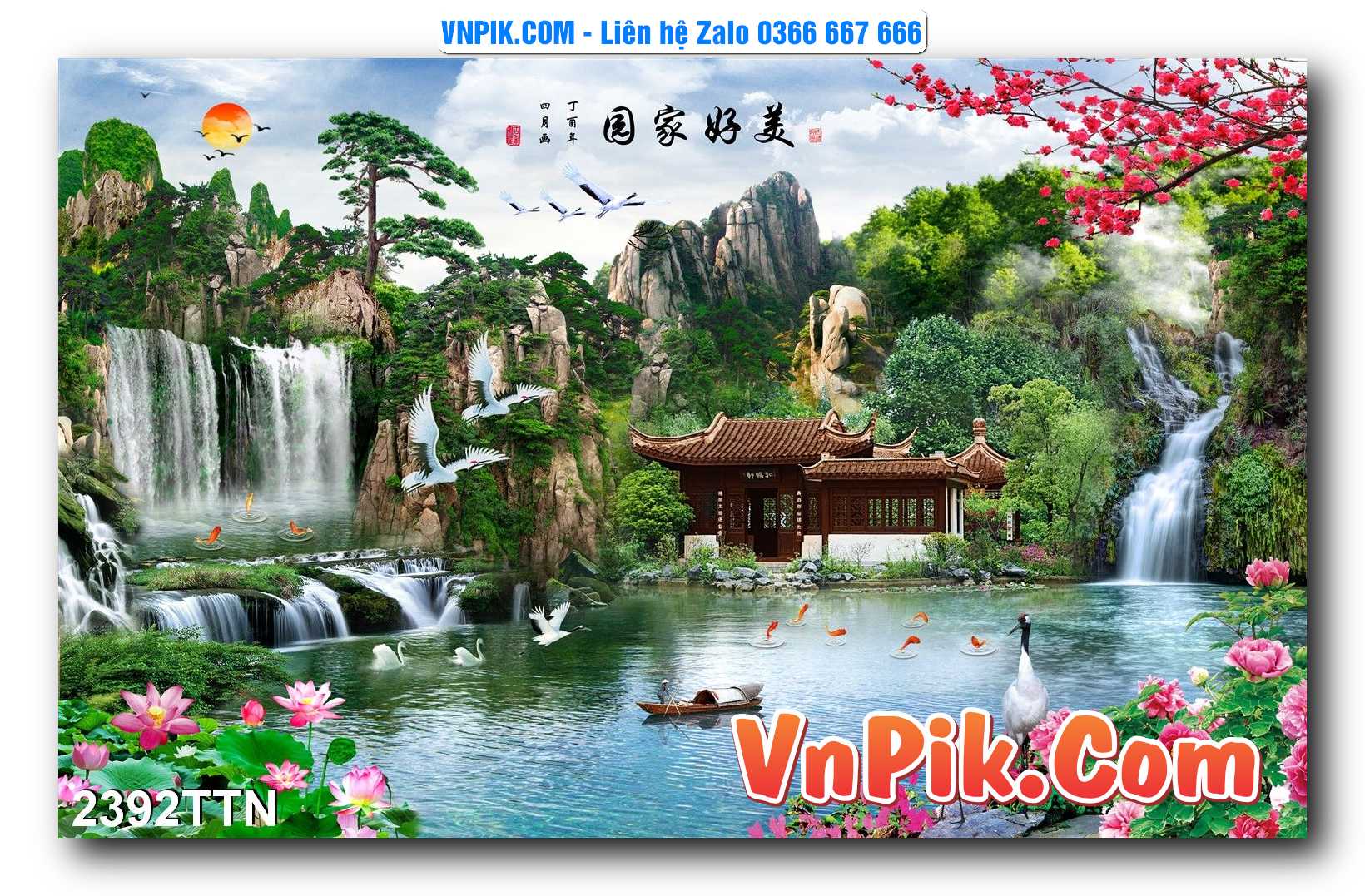 Tranh thác nước – Tranh phong thủy – Tranh treo tường mã 2392TTN