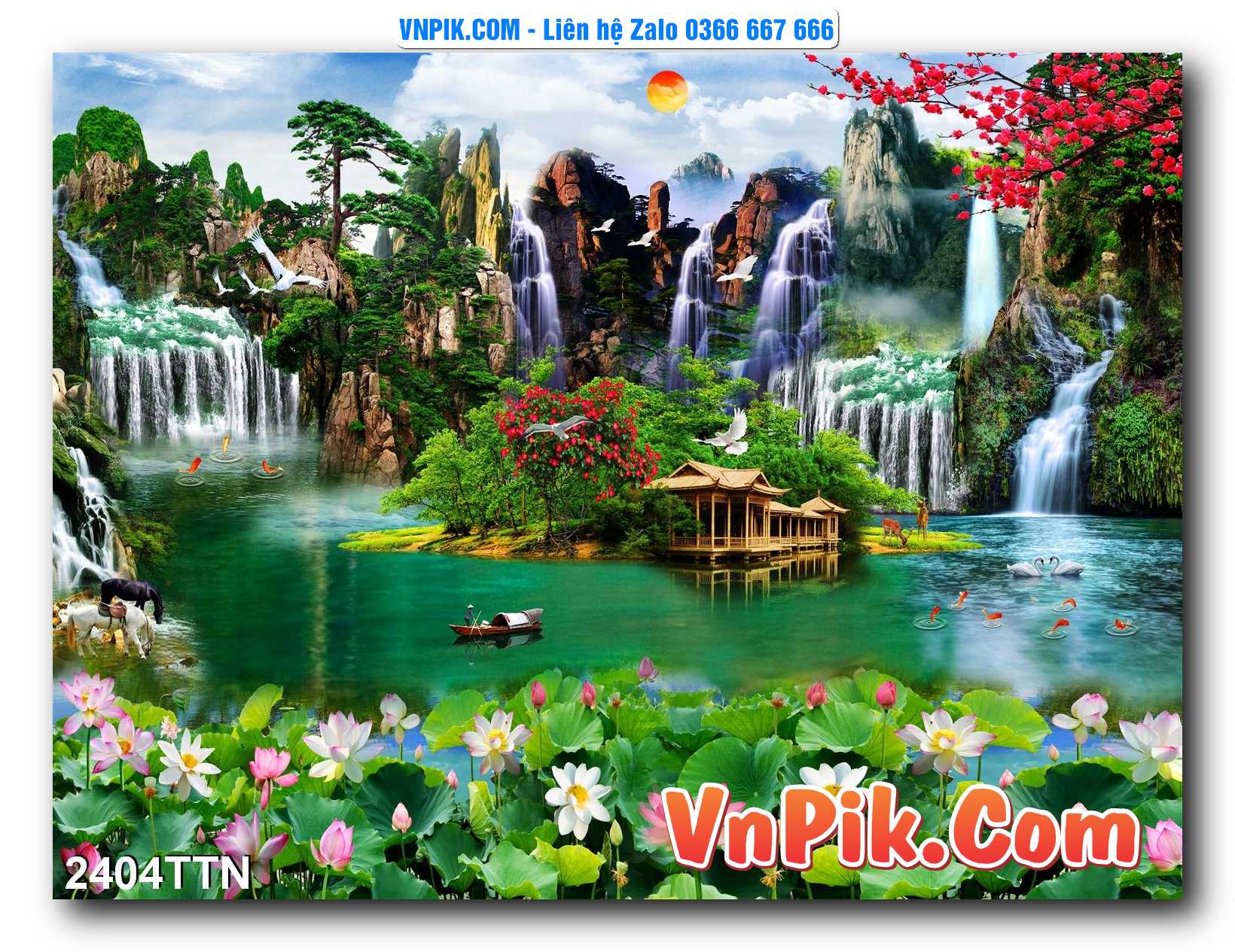 Tranh thác nước – Tranh phong thủy – Tranh treo tường mã 2404TTN